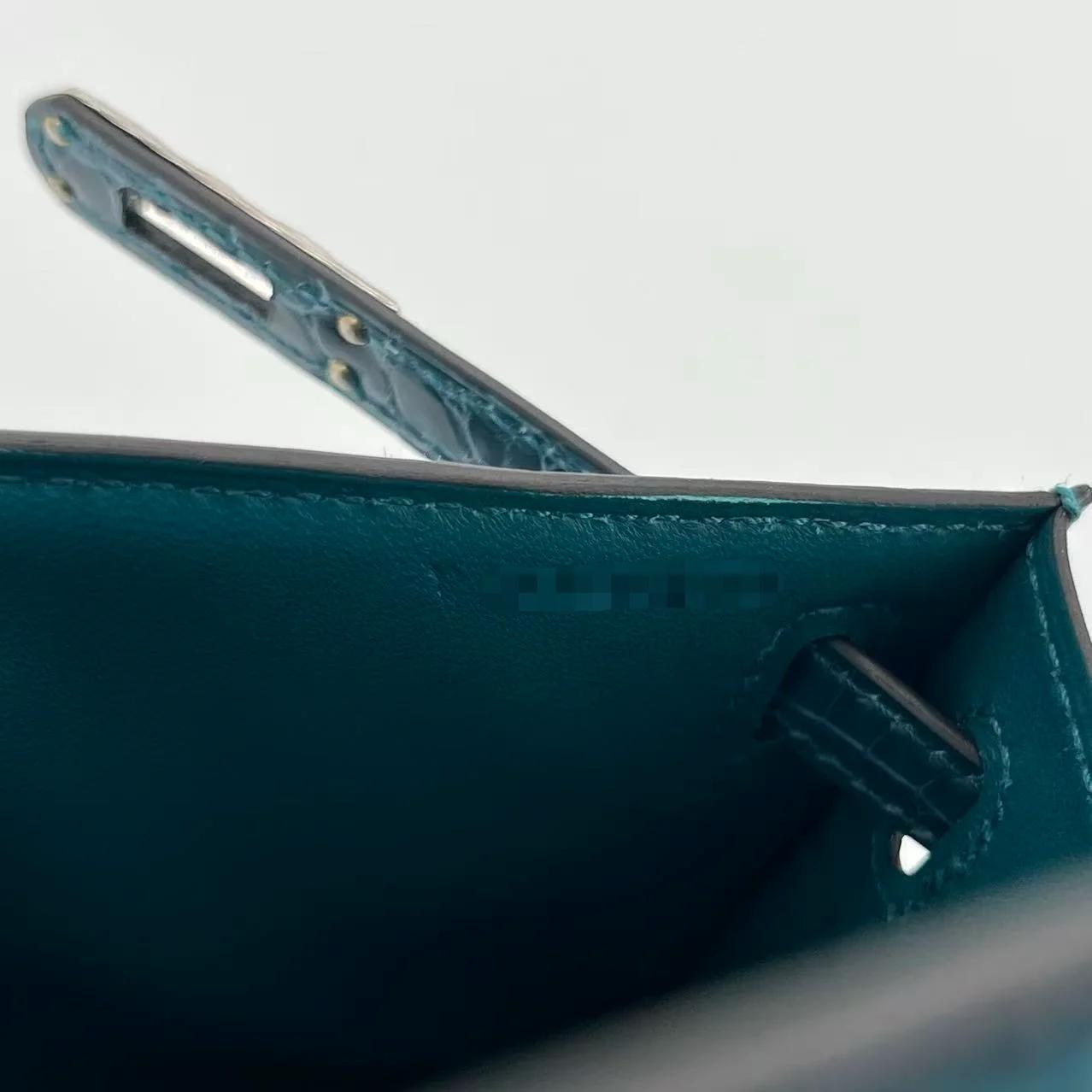 Unused ( Rank NS ) HERMÈS Kelly Pochette Vert Bosphore (W0) Shiny Alligator Palladium hardware Y (2020) - 16