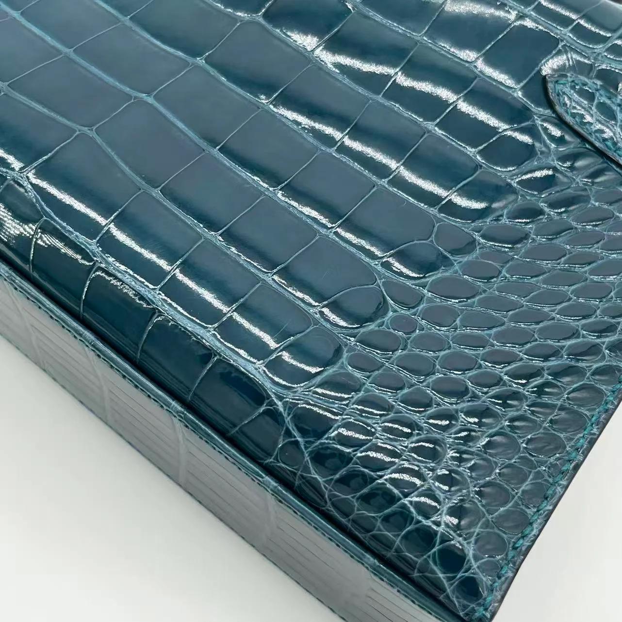 Unused ( Rank NS ) HERMÈS Kelly Pochette Vert Bosphore (W0) Shiny Alligator Palladium hardware Y (2020) - 18