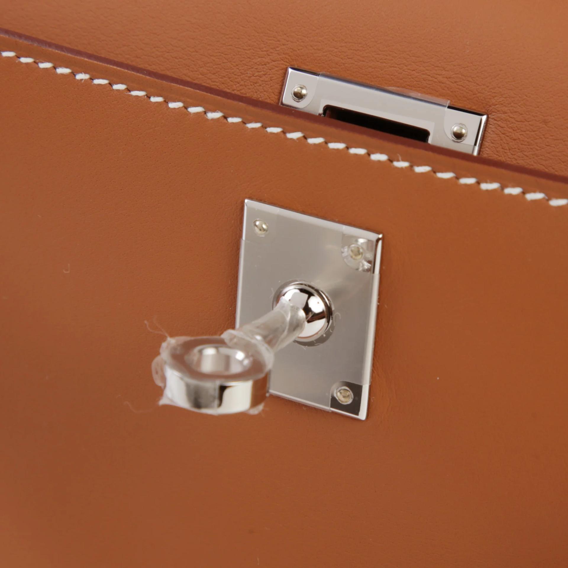 Brand New ( Rank N ) HERMÈS Kelly Pochette Gold (37) Swift Palladium hardware G (2026) - 9