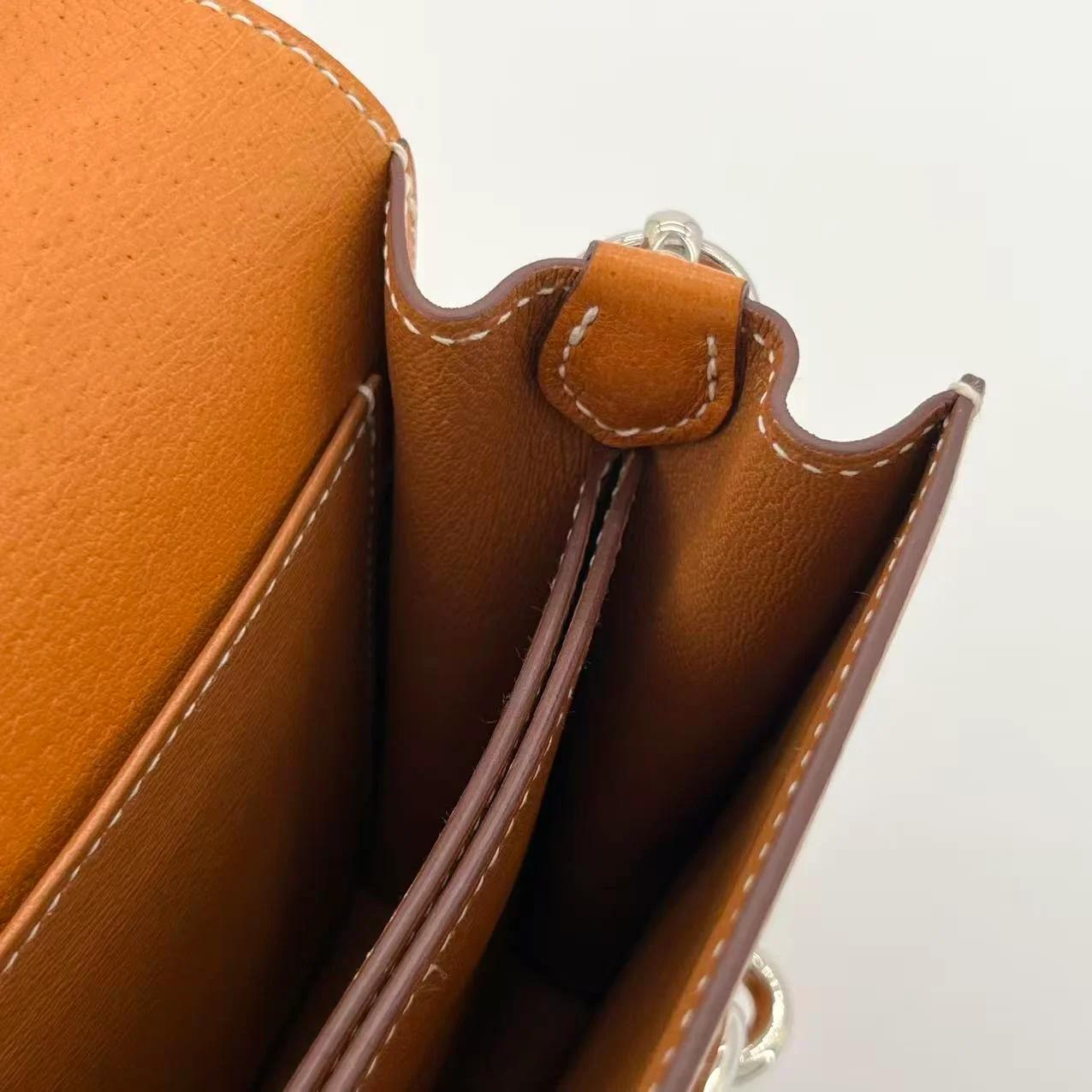 Very Good ( Rank A) HERMÈS Roulis Mini Toffee (1H) Peau Porc Palladium hardware U (2022) - 26