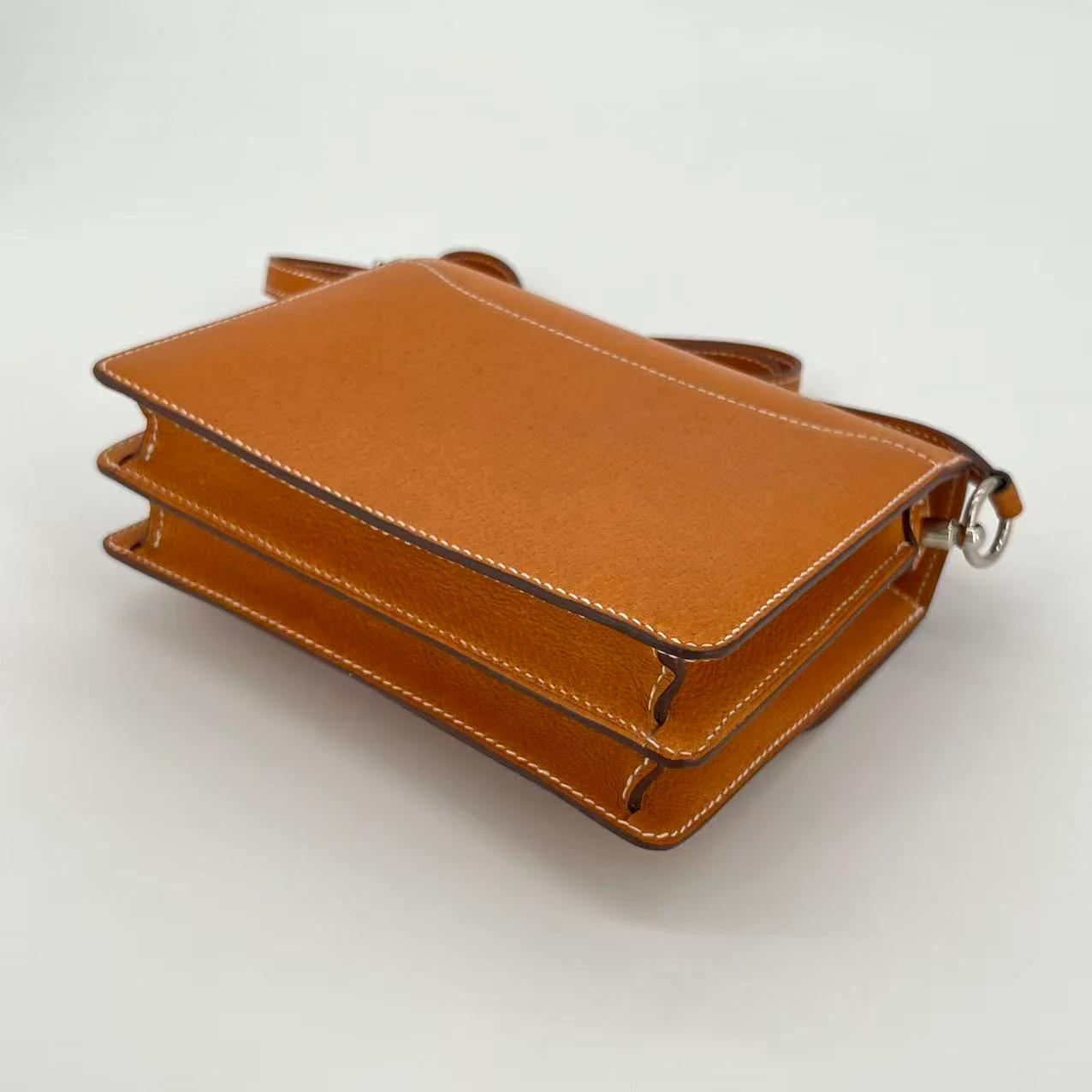 Very Good ( Rank A) HERMÈS Roulis Mini Toffee (1H) Peau Porc Palladium hardware U (2022) - 8