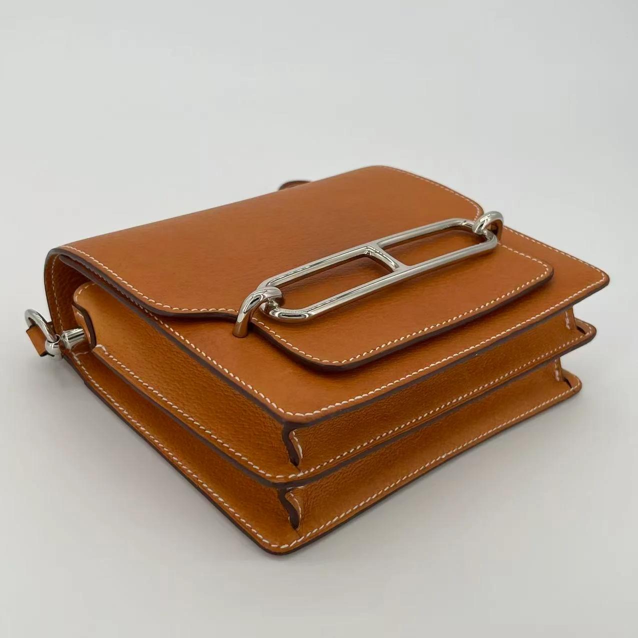 Very Good ( Rank A) HERMÈS Roulis Mini Toffee (1H) Peau Porc Palladium hardware U (2022) - 6