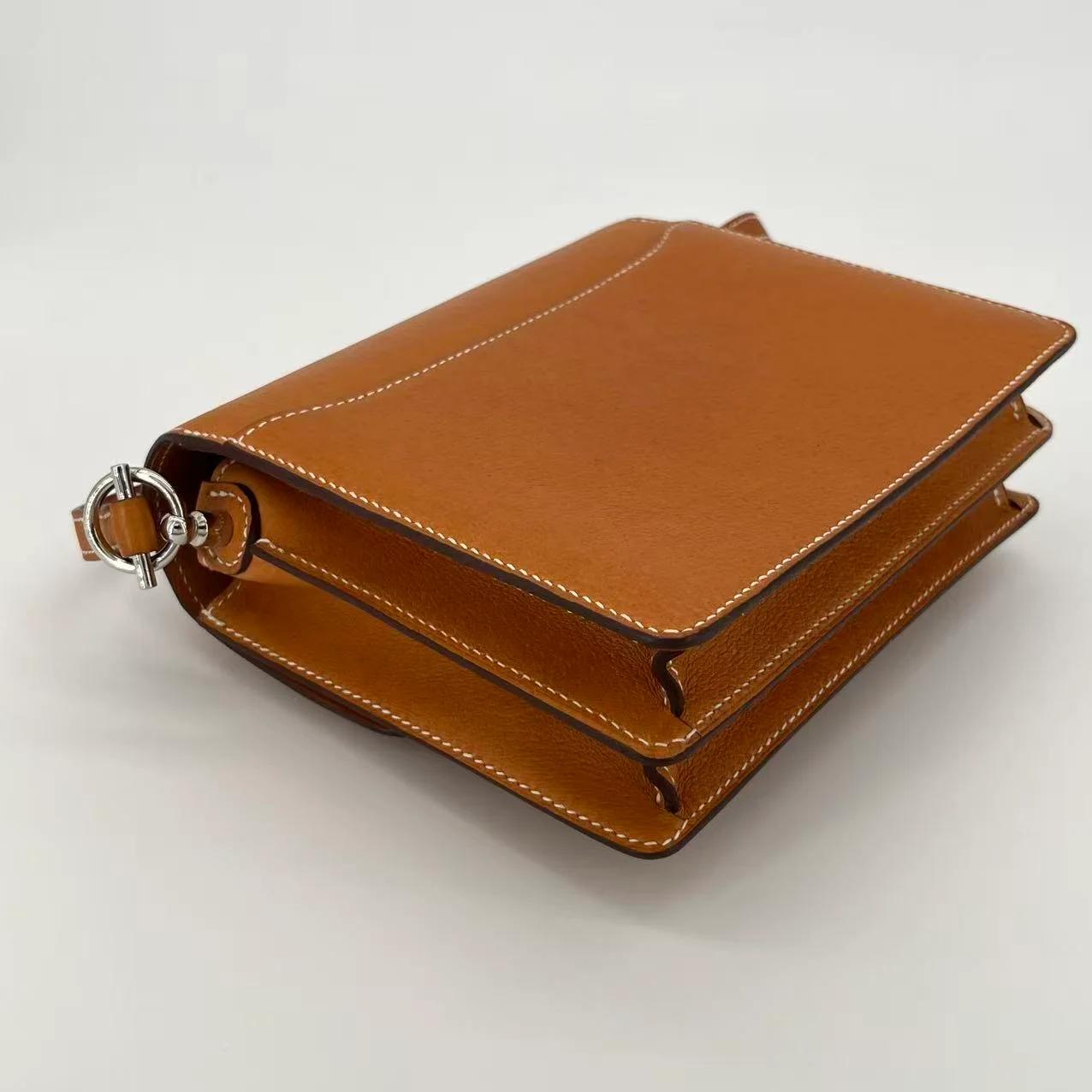 Very Good ( Rank A) HERMÈS Roulis Mini Toffee (1H) Peau Porc Palladium hardware U (2022) - 9