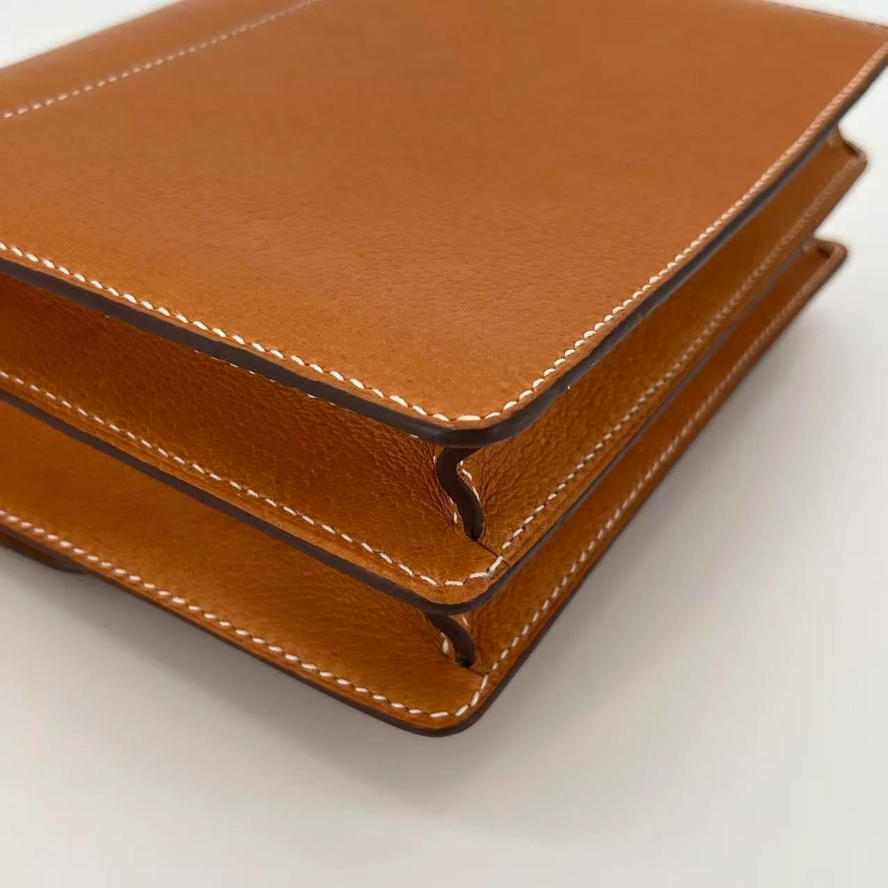 Very Good ( Rank A) HERMÈS Roulis Mini Toffee (1H) Peau Porc Palladium hardware U (2022) - 10