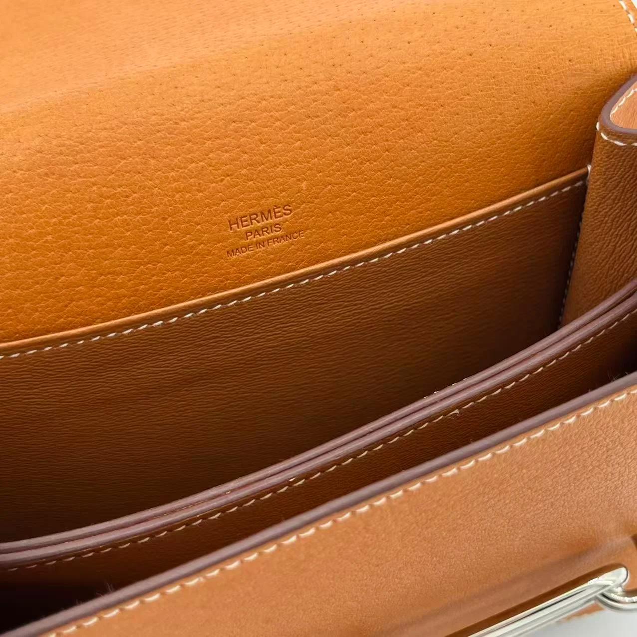 Very Good ( Rank A) HERMÈS Roulis Mini Toffee (1H) Peau Porc Palladium hardware U (2022) - 28