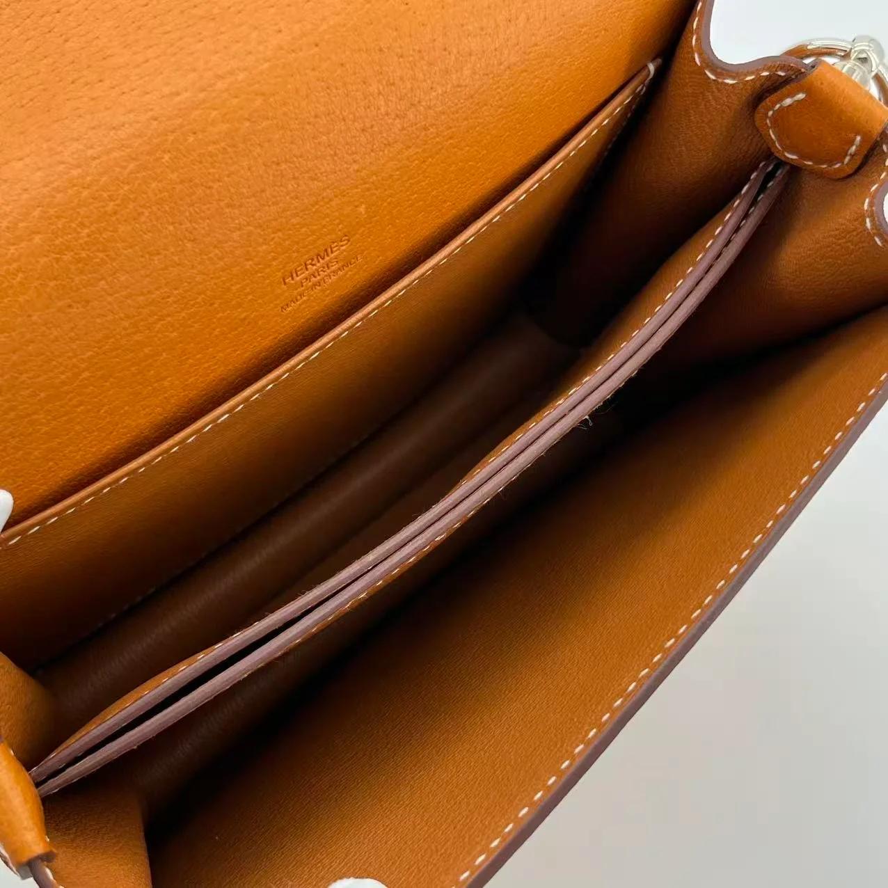 Very Good ( Rank A) HERMÈS Roulis Mini Toffee (1H) Peau Porc Palladium hardware U (2022) - 27
