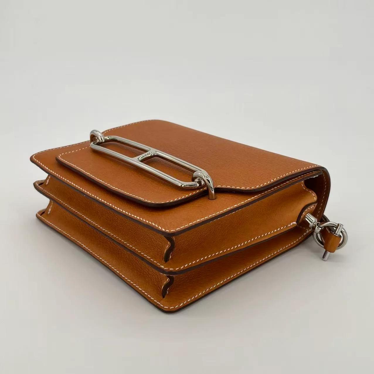 Very Good ( Rank A) HERMÈS Roulis Mini Toffee (1H) Peau Porc Palladium hardware U (2022) - 7