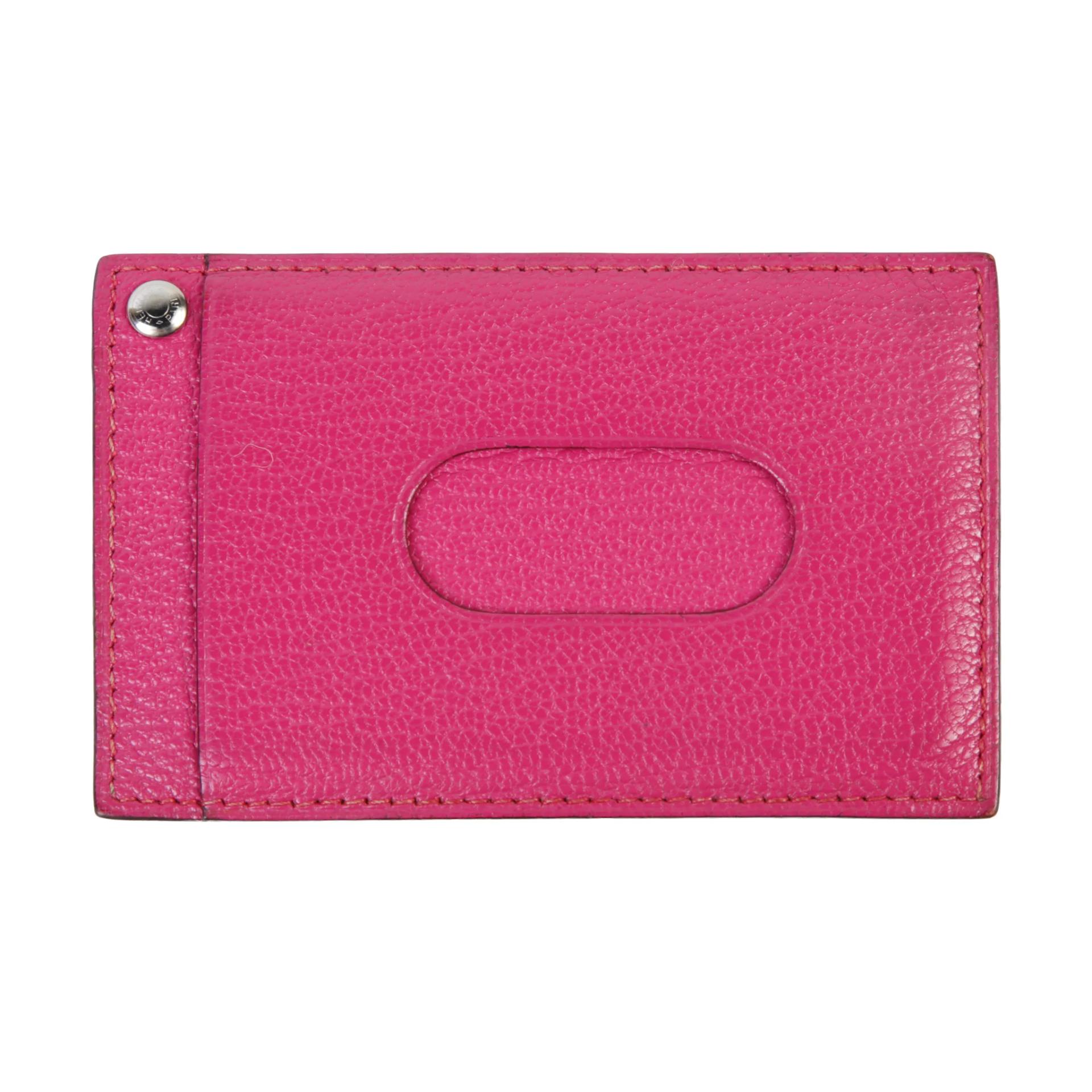 Good ( Rank AB) HERMÈS TCHOU TCHOU Pass Case Rose Shocking (5R) Chevre Palladium hardware Square K (2007) - 2