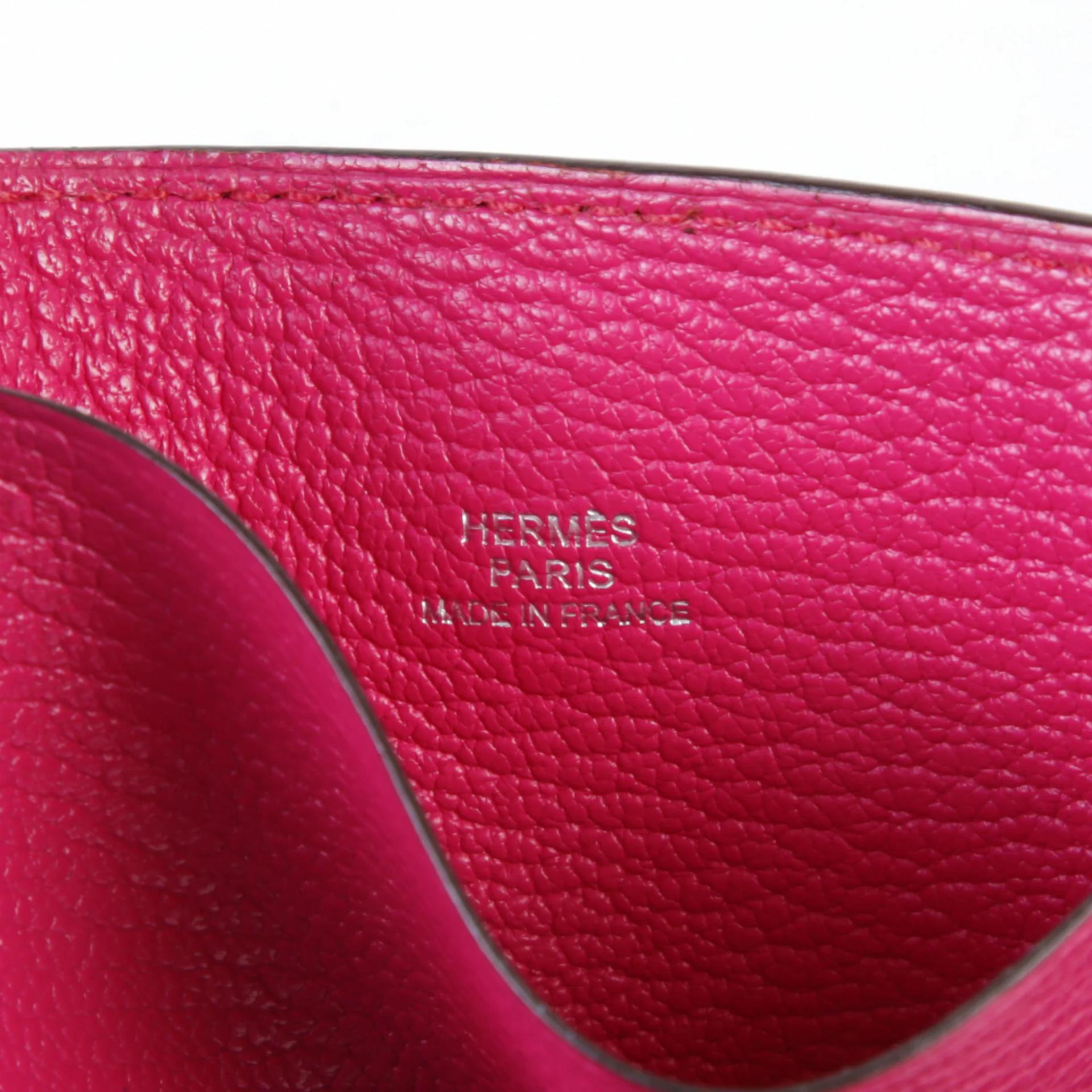 Good ( Rank AB) HERMÈS TCHOU TCHOU Pass Case Rose Shocking (5R) Chevre Palladium hardware Square K (2007) - 3