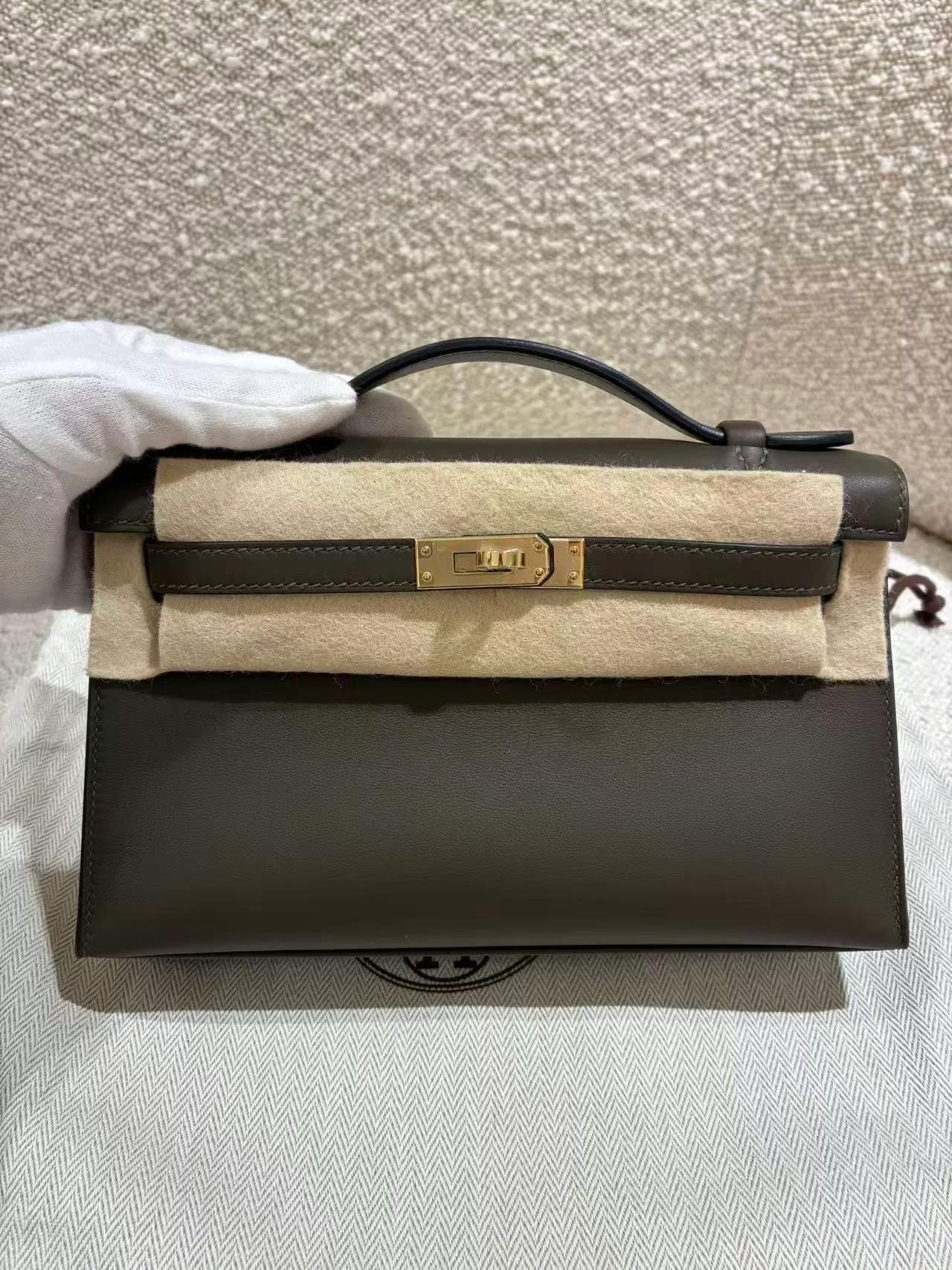Brand New ( Rank N ) HERMÈS Kelly Pochette Vert Loden (V8) Swift Permabrass hardware G (2026) - 8