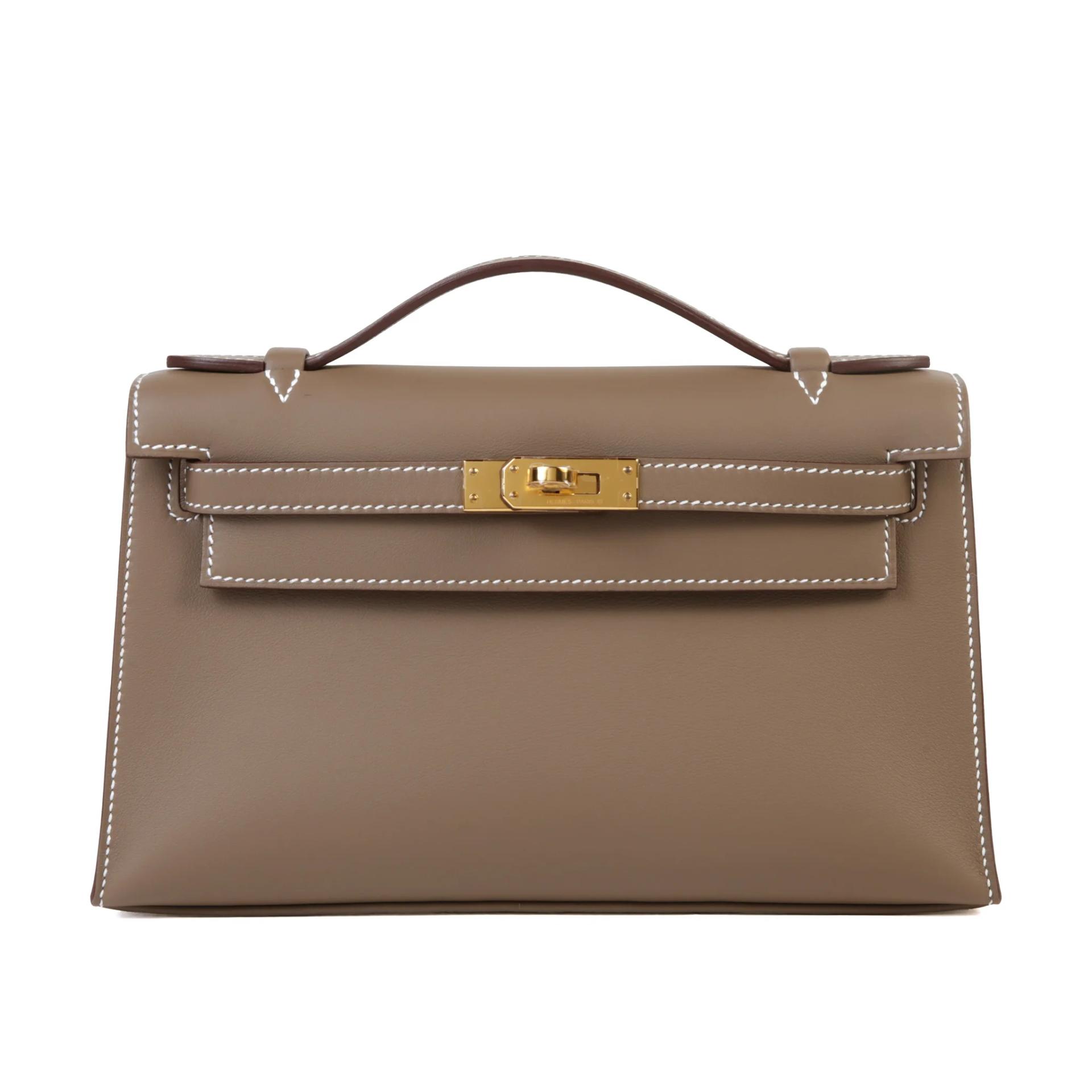 Brand New ( Rank N ) HERMÈS Kelly Pochette Etoupe (18) Swift Gold hardware G (2026) - 1