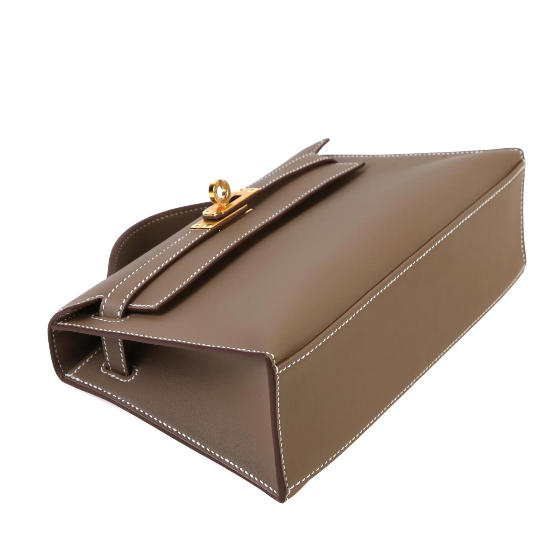Brand New ( Rank N ) HERMÈS Kelly Pochette Etoupe (18) Swift Gold hardware G (2026) - 4