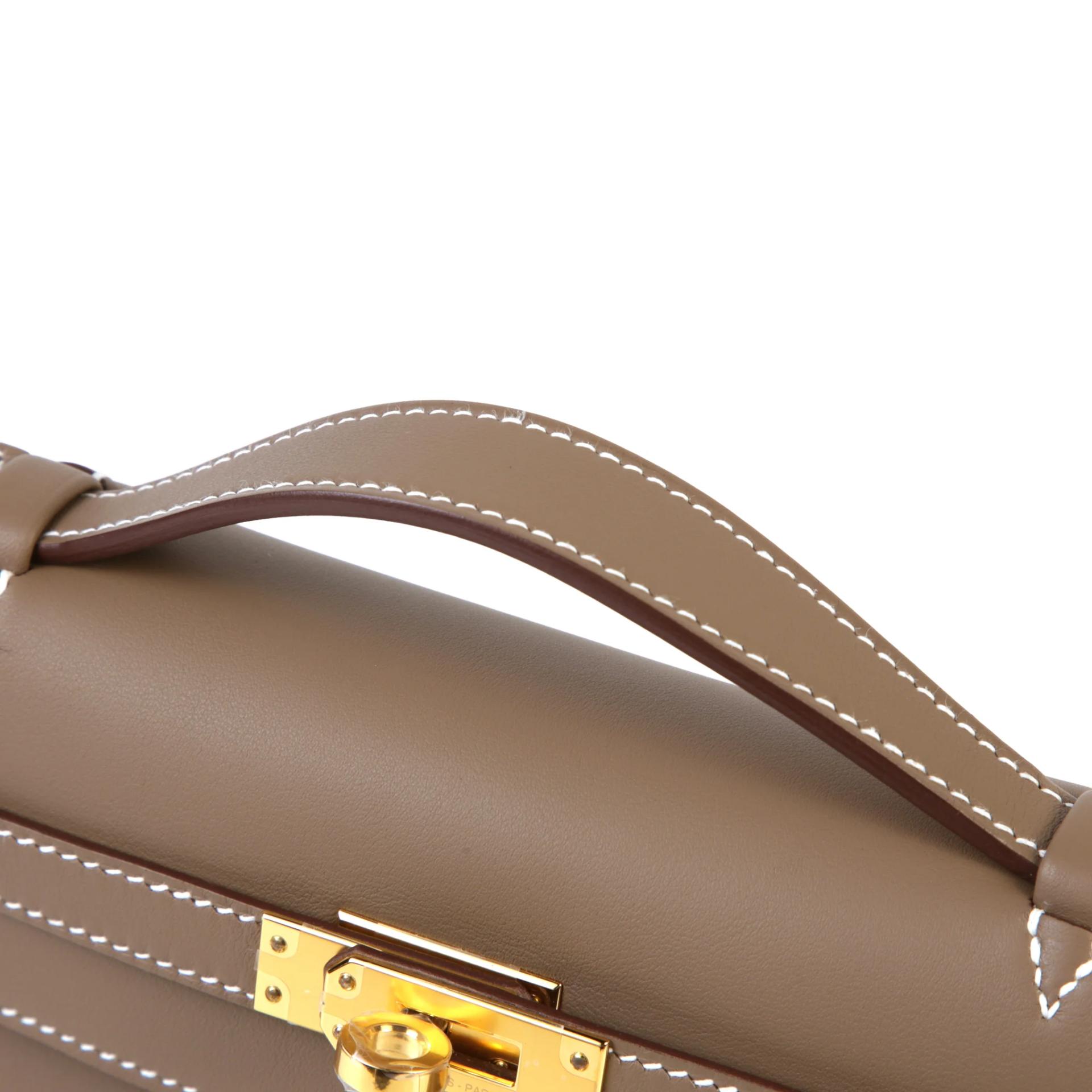 Brand New ( Rank N ) HERMÈS Kelly Pochette Etoupe (18) Swift Gold hardware G (2026) - 3