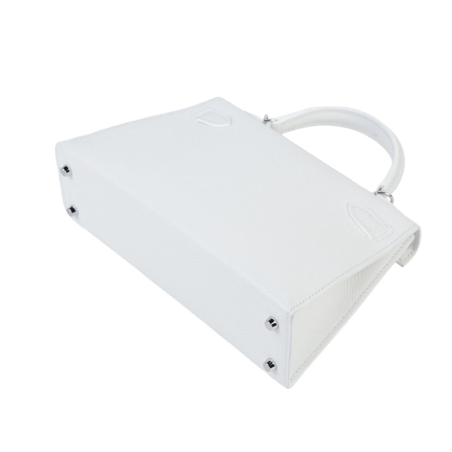 Excellent ( Rank SA ) HERMÈS Mini Kelly II New White (0U) Epsom Palladium hardware K (2025) - 7