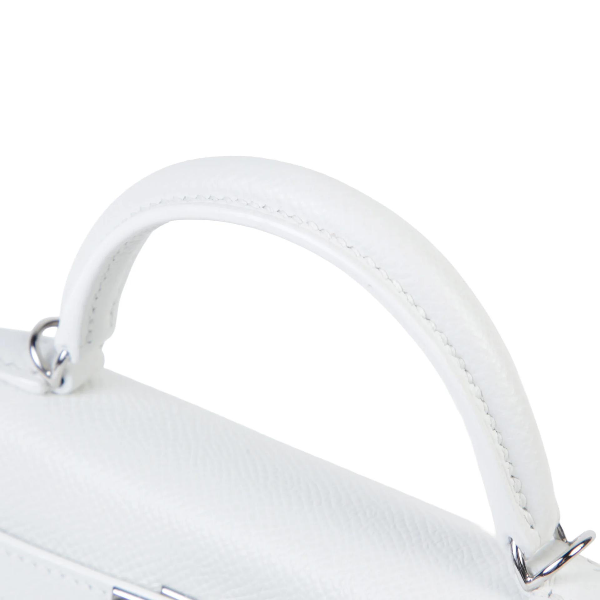 Excellent ( Rank SA ) HERMÈS Mini Kelly II New White (0U) Epsom Palladium hardware K (2025) - 3