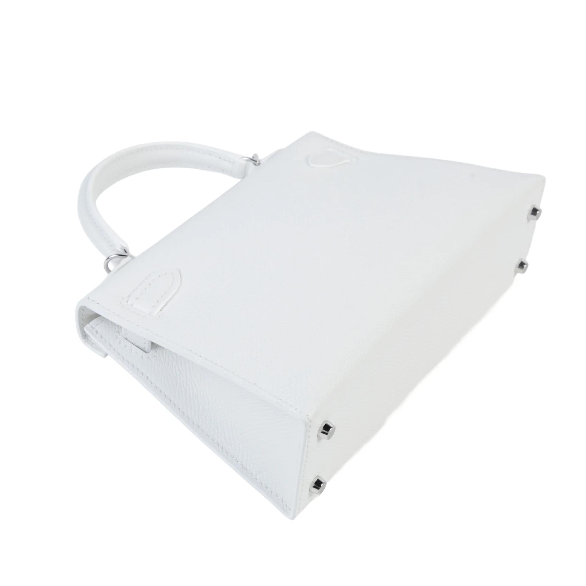 Excellent ( Rank SA ) HERMÈS Mini Kelly II New White (0U) Epsom Palladium hardware K (2025) - 6