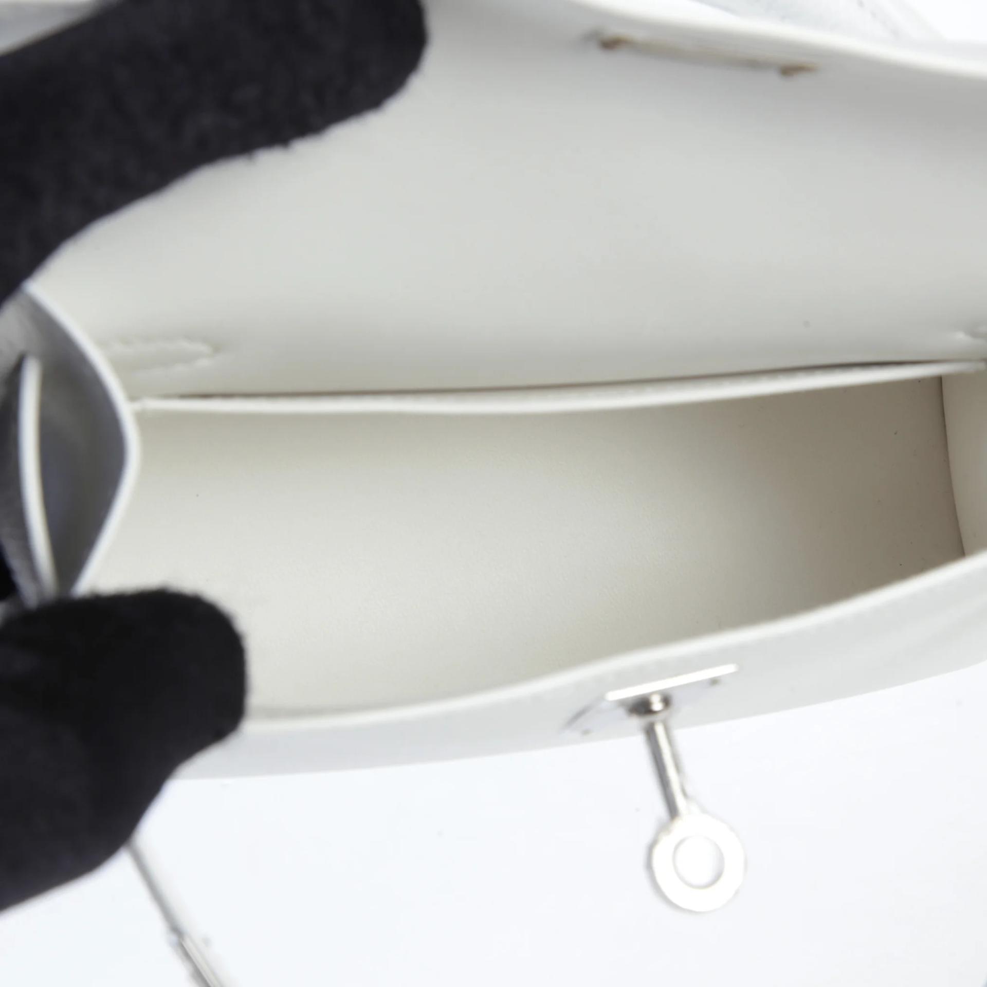 Excellent ( Rank SA ) HERMÈS Mini Kelly II New White (0U) Epsom Palladium hardware K (2025) - 10