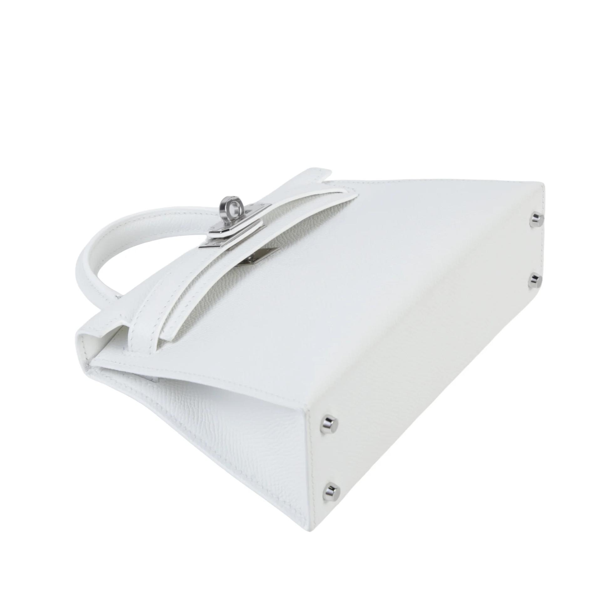 Excellent ( Rank SA ) HERMÈS Mini Kelly II New White (0U) Epsom Palladium hardware K (2025) - 4
