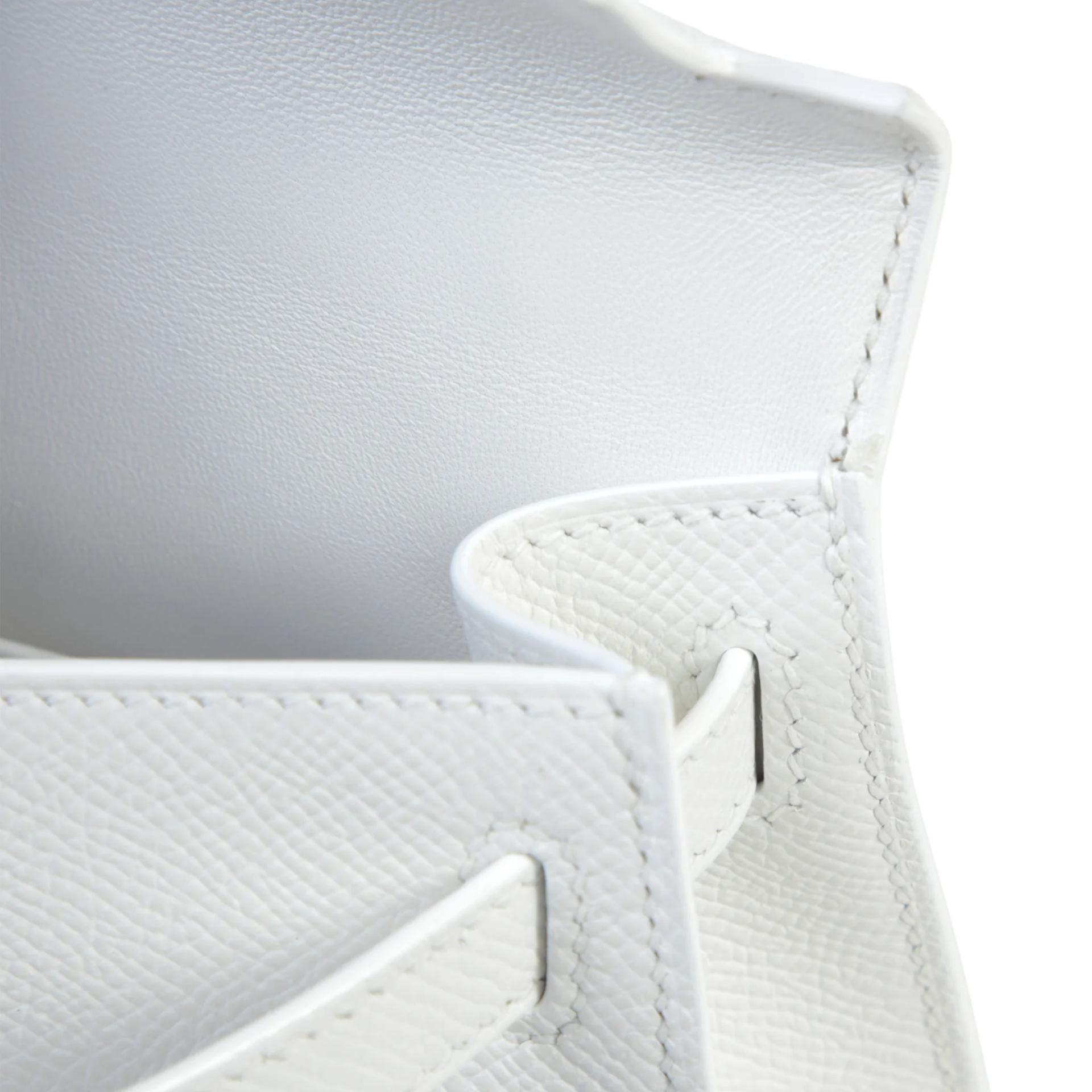Excellent ( Rank SA ) HERMÈS Mini Kelly II New White (0U) Epsom Palladium hardware K (2025) - 11