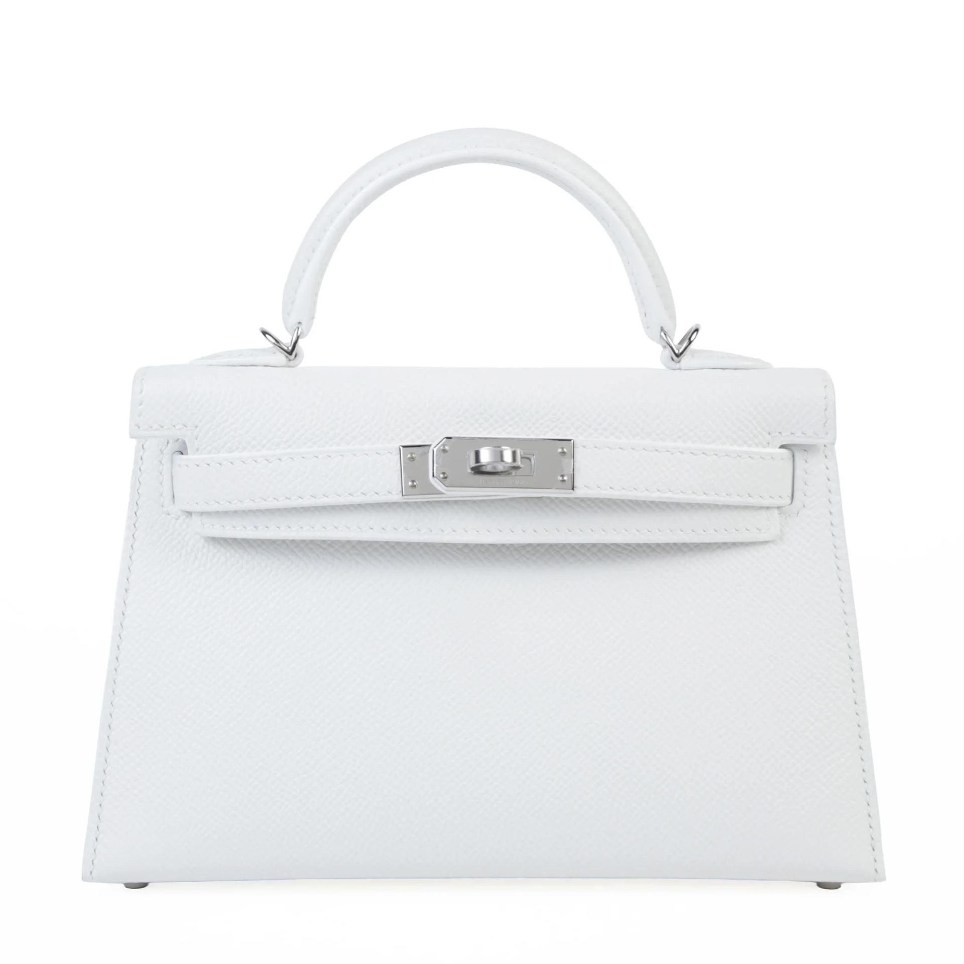Excellent ( Rank SA ) HERMÈS Mini Kelly II New White (0U) Epsom Palladium hardware K (2025) - 1