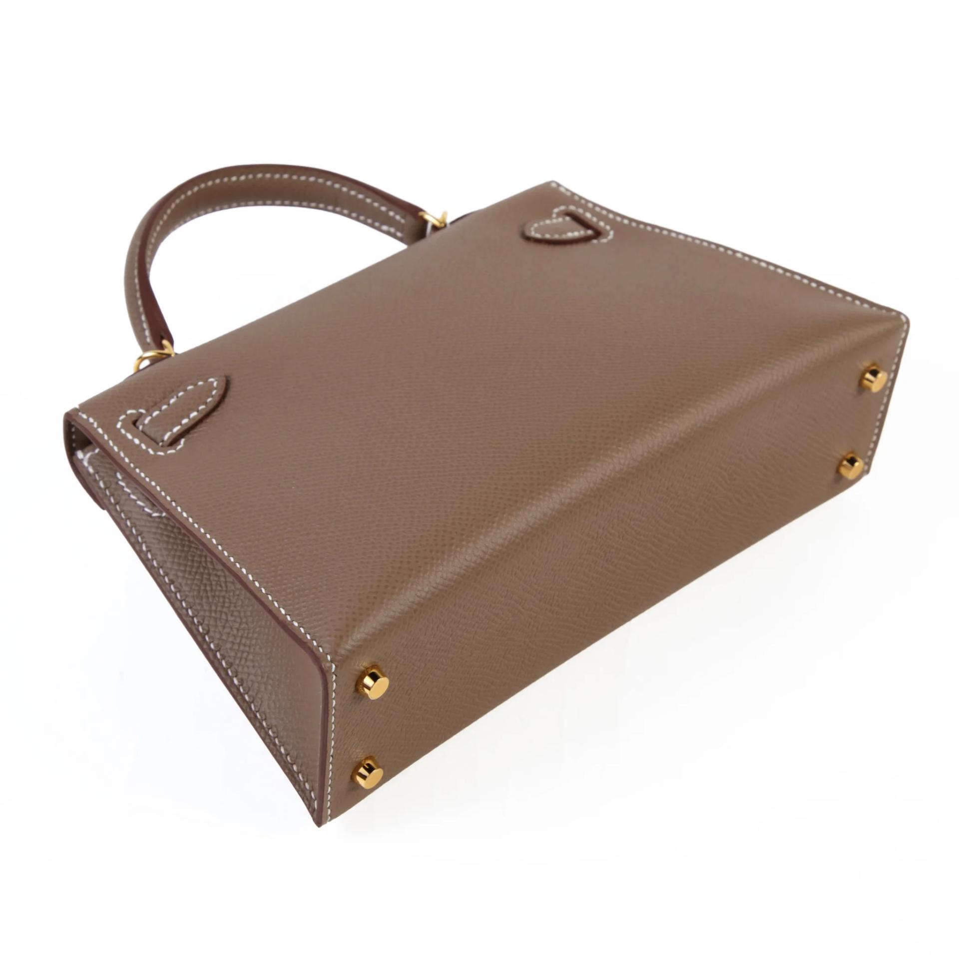 Brand New ( Rank N ) HERMÈS Mini Kelly II Etoupe (18) Epsom Gold hardware G (2026) - 6