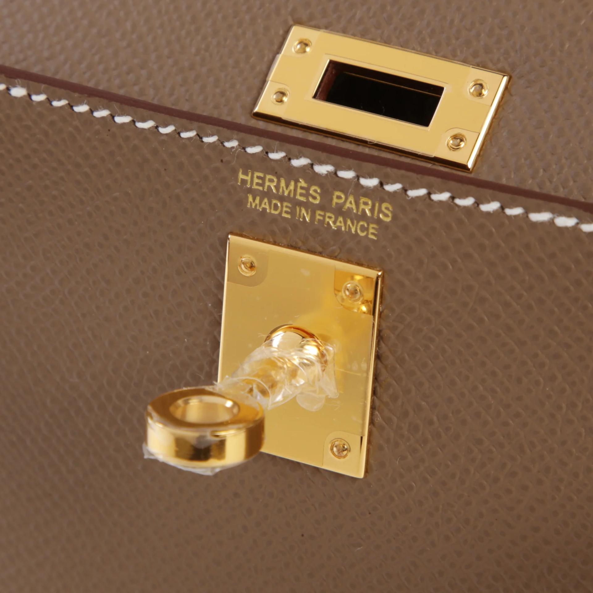 Brand New ( Rank N ) HERMÈS Mini Kelly II Etoupe (18) Epsom Gold hardware G (2026) - 9
