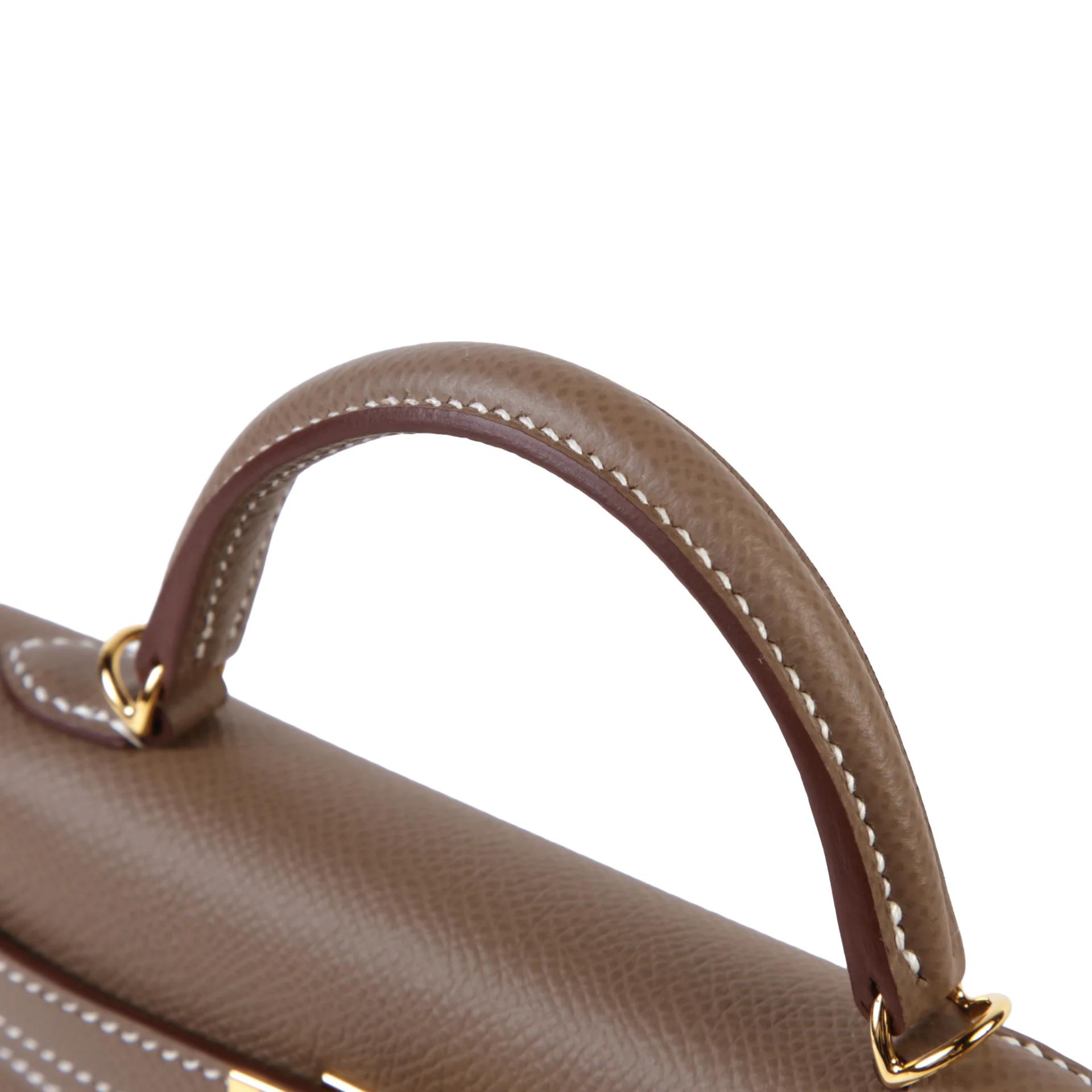 Brand New ( Rank N ) HERMÈS Mini Kelly II Etoupe (18) Epsom Gold hardware G (2026) - 3