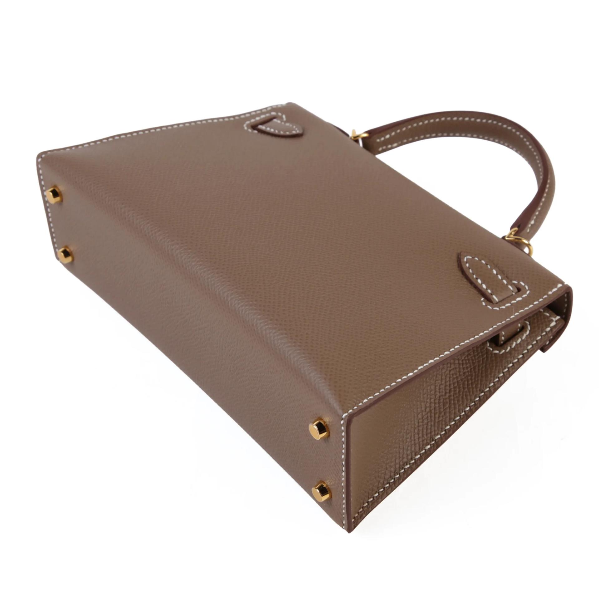 Brand New ( Rank N ) HERMÈS Mini Kelly II Etoupe (18) Epsom Gold hardware G (2026) - 7