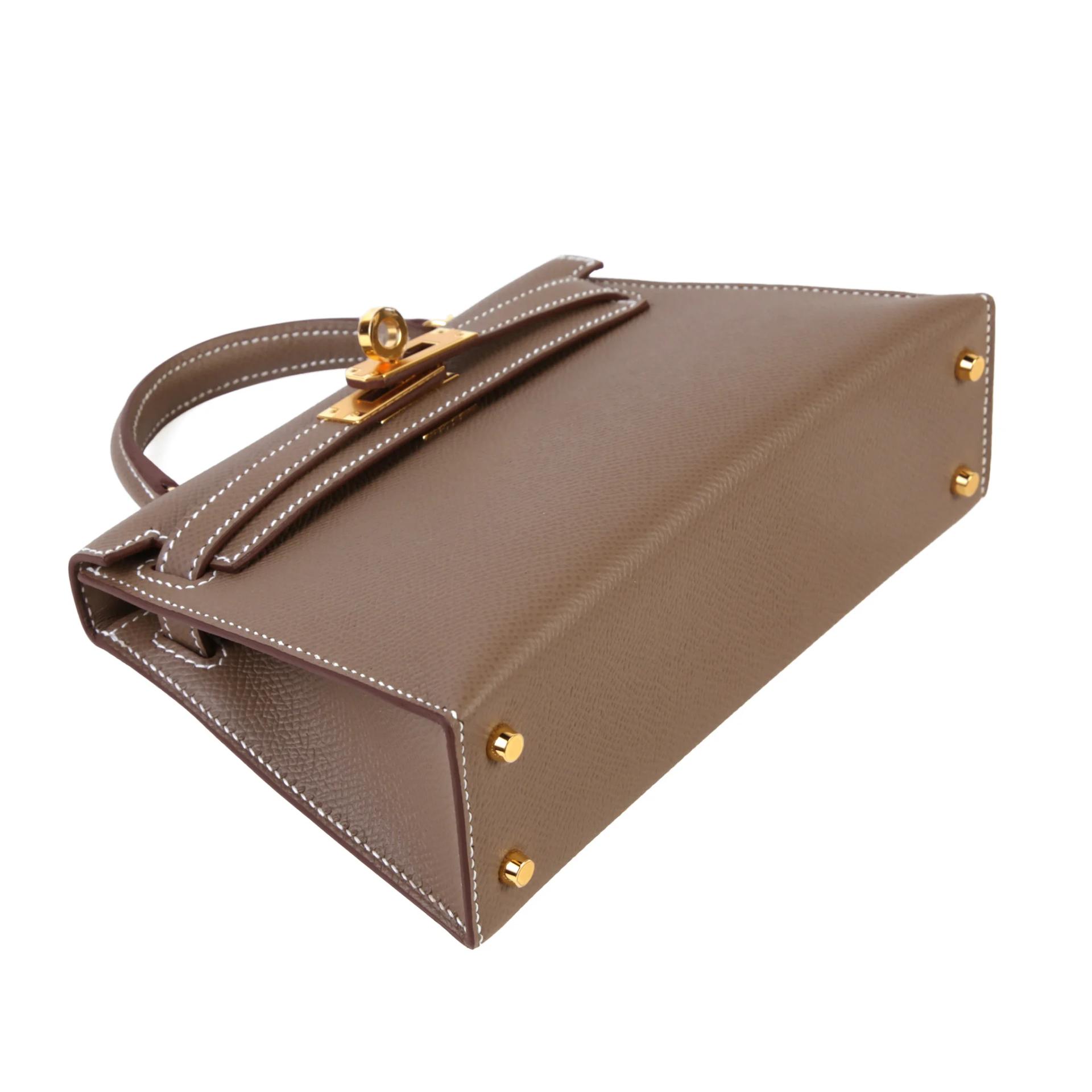 Brand New ( Rank N ) HERMÈS Mini Kelly II Etoupe (18) Epsom Gold hardware G (2026) - 4