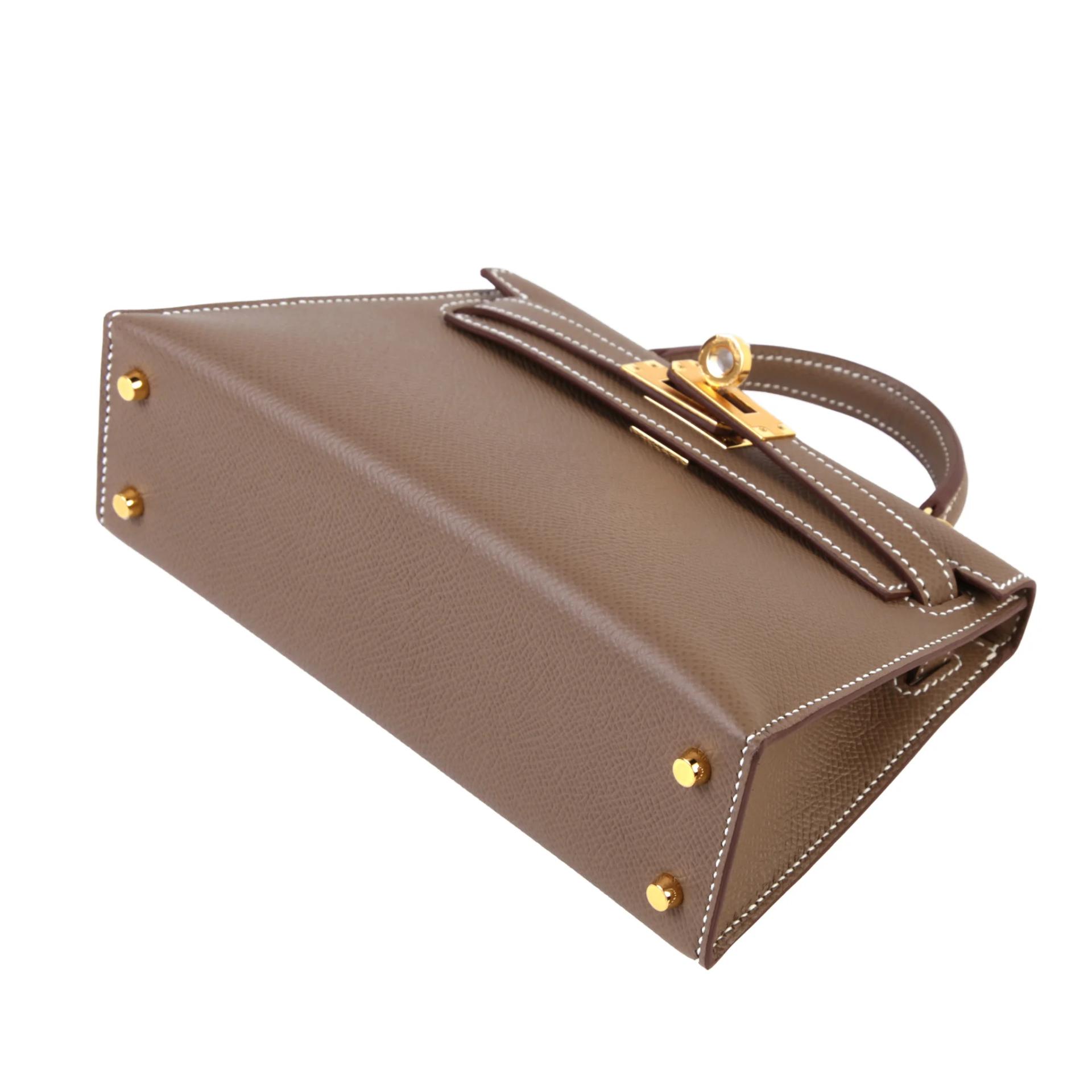 Brand New ( Rank N ) HERMÈS Mini Kelly II Etoupe (18) Epsom Gold hardware G (2026) - 5