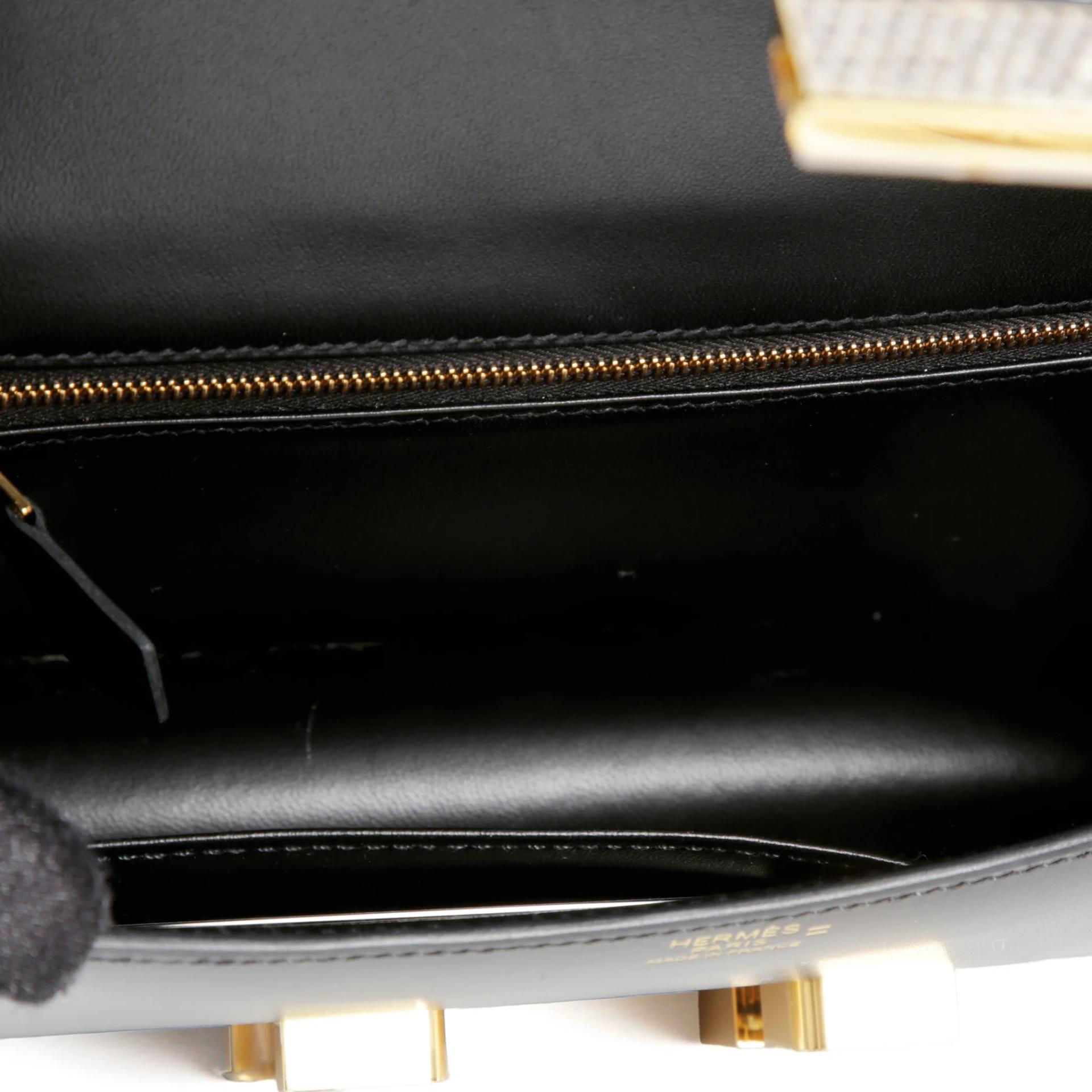 Excellent ( Rank SA ) HERMÈS Constance 24 Noir (89) Box-calf Lizard Hardware Gold hardware B (2023) - 11