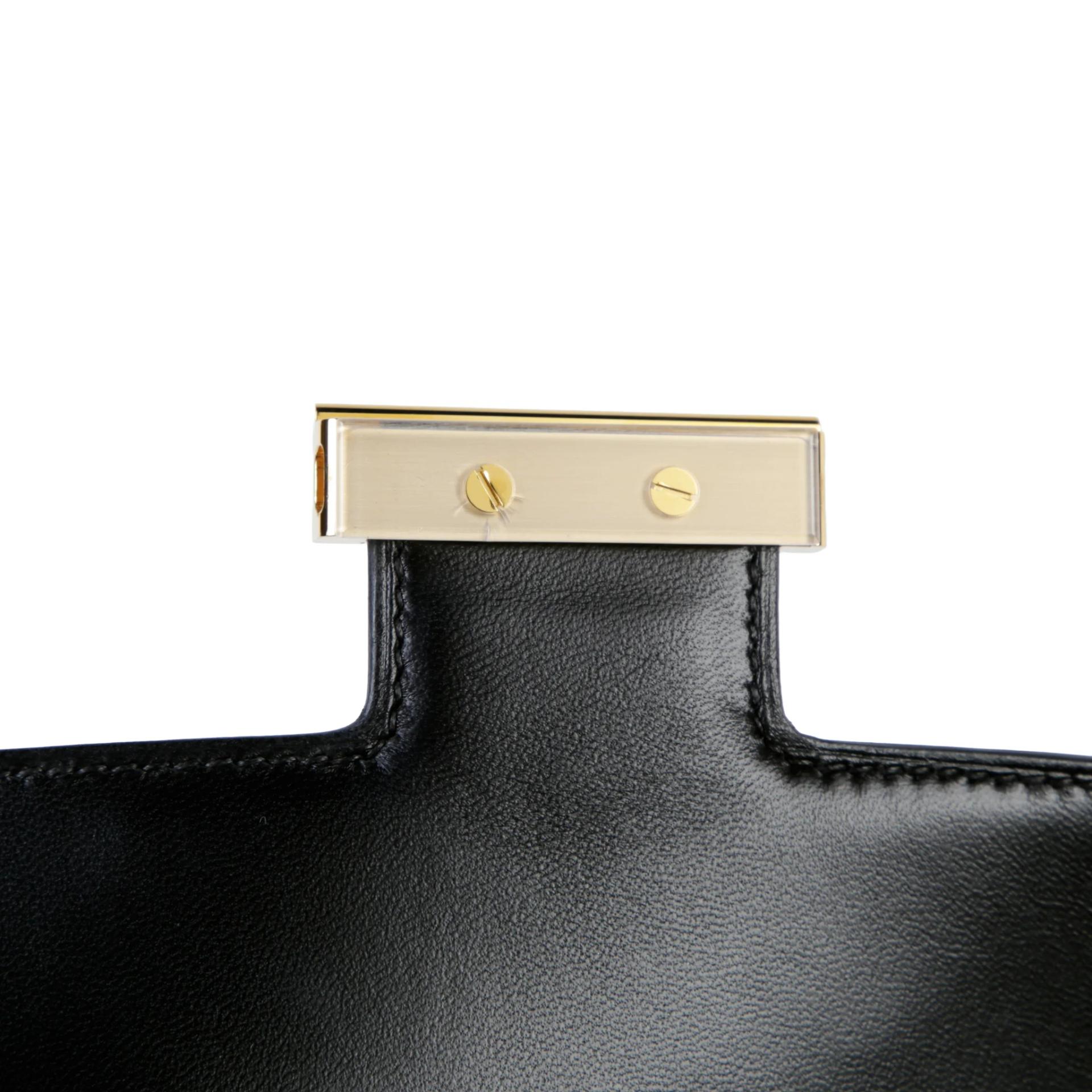 Excellent ( Rank SA ) HERMÈS Constance 24 Noir (89) Box-calf Lizard Hardware Gold hardware B (2023) - 10