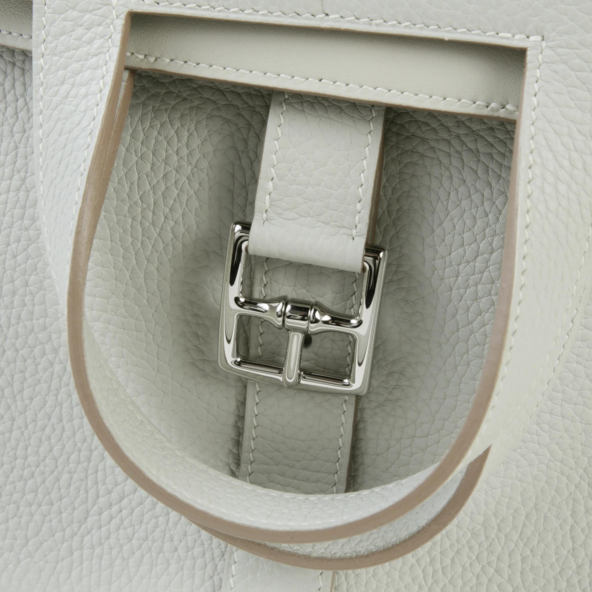 Unused ( Rank NS ) HERMÈS Halzan 31 Gris Perle (80) Clemence Palladium hardware C (2018) - 7