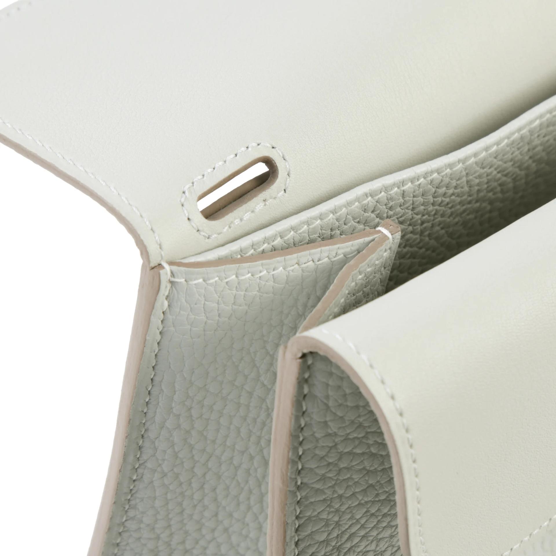 Unused ( Rank NS ) HERMÈS Halzan 31 Gris Perle (80) Clemence Palladium hardware C (2018) - 11