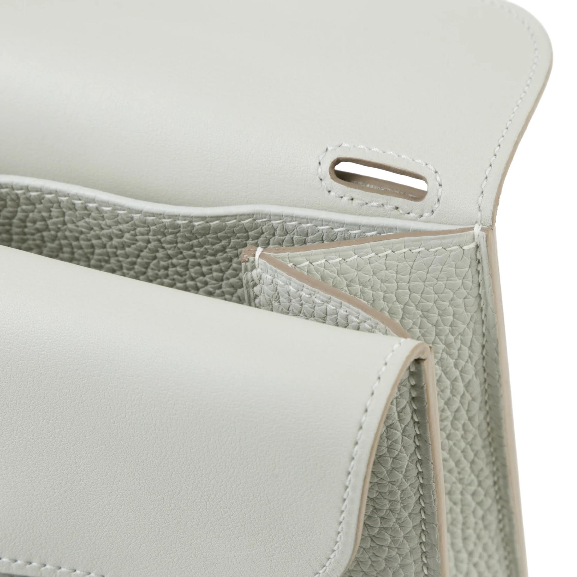 Unused ( Rank NS ) HERMÈS Halzan 31 Gris Perle (80) Clemence Palladium hardware C (2018) - 10