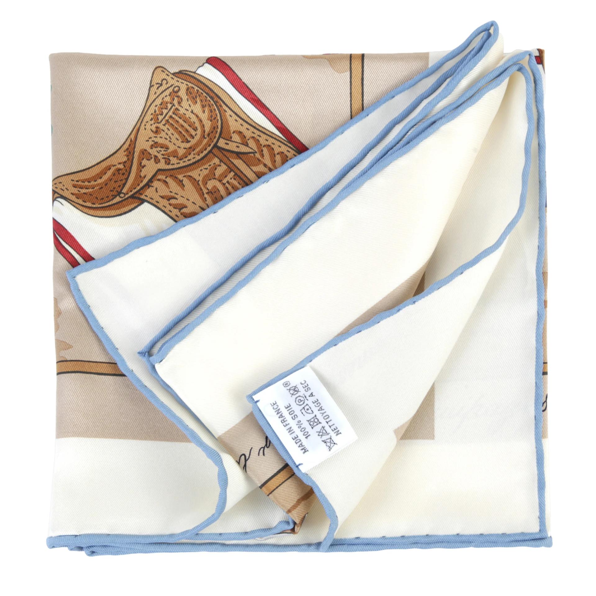 Unused ( Rank NS ) HERMÈS Carre 70 scarf Equipements a Cheval sur l'Elegance Beige Silk - 4