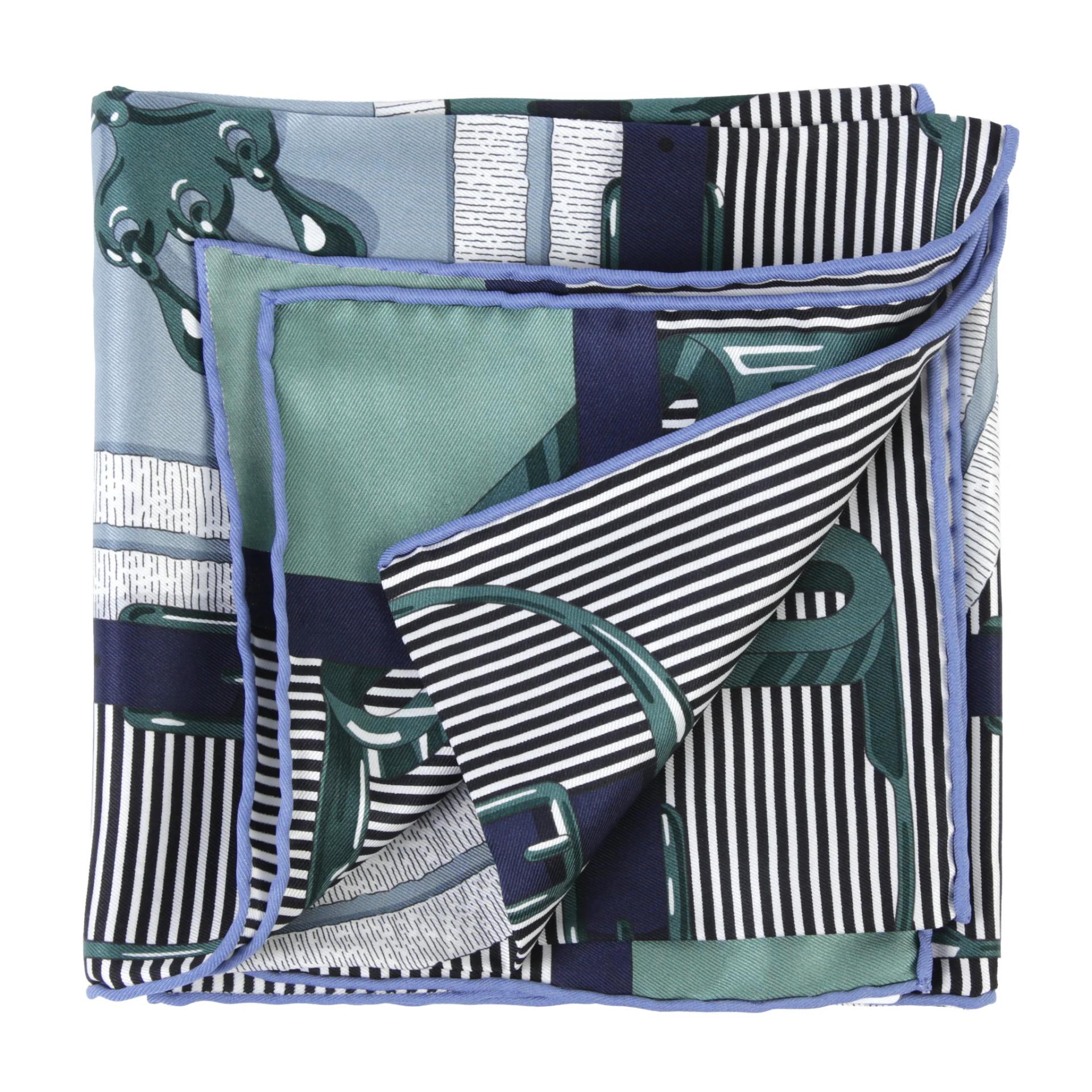 Unused ( Rank NS ) HERMÈS Carre 70 scarf Morsa Jouets Chemise Blue Green Silk - 4