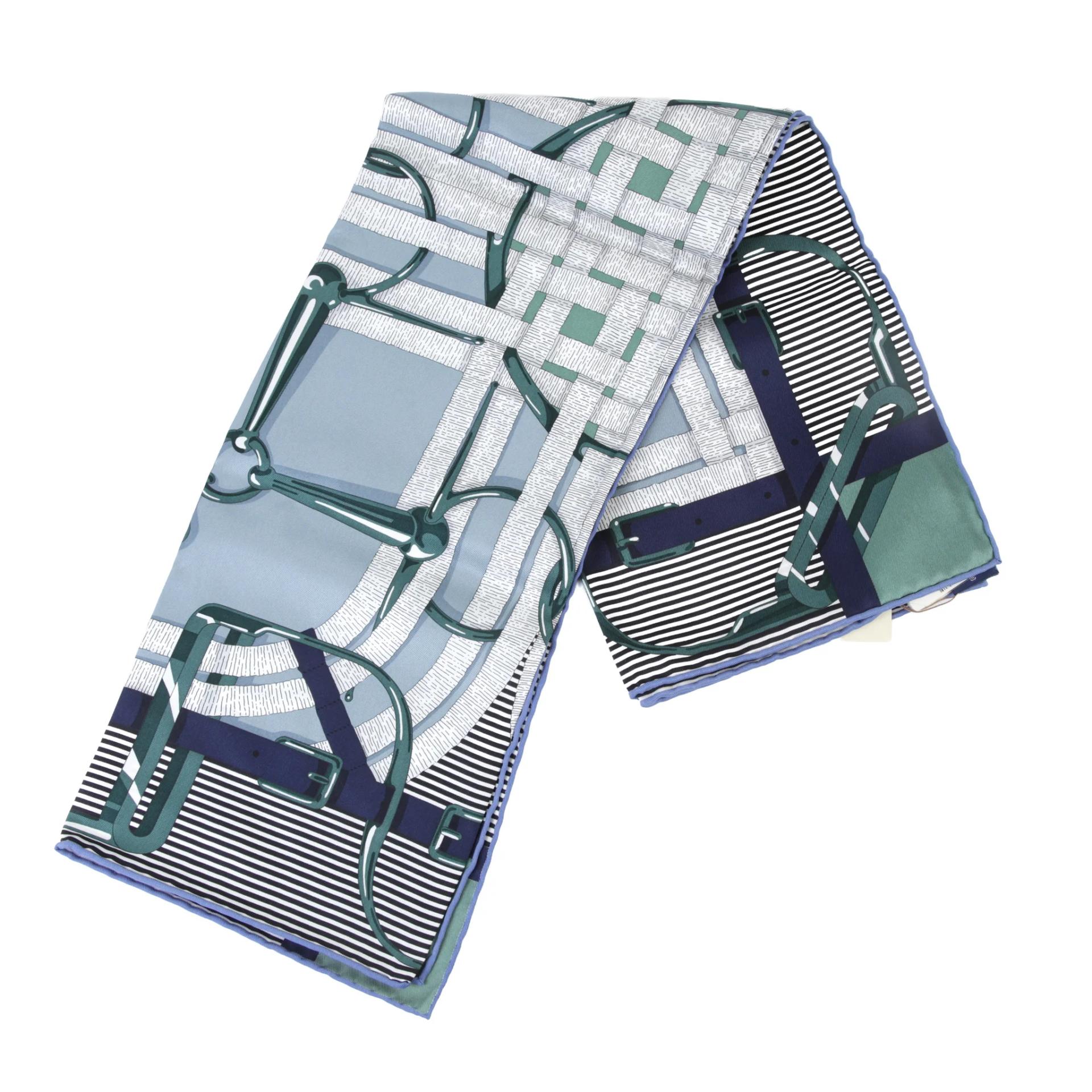 Carre 70 scarf Morsa Jouets Chemise Blue Green