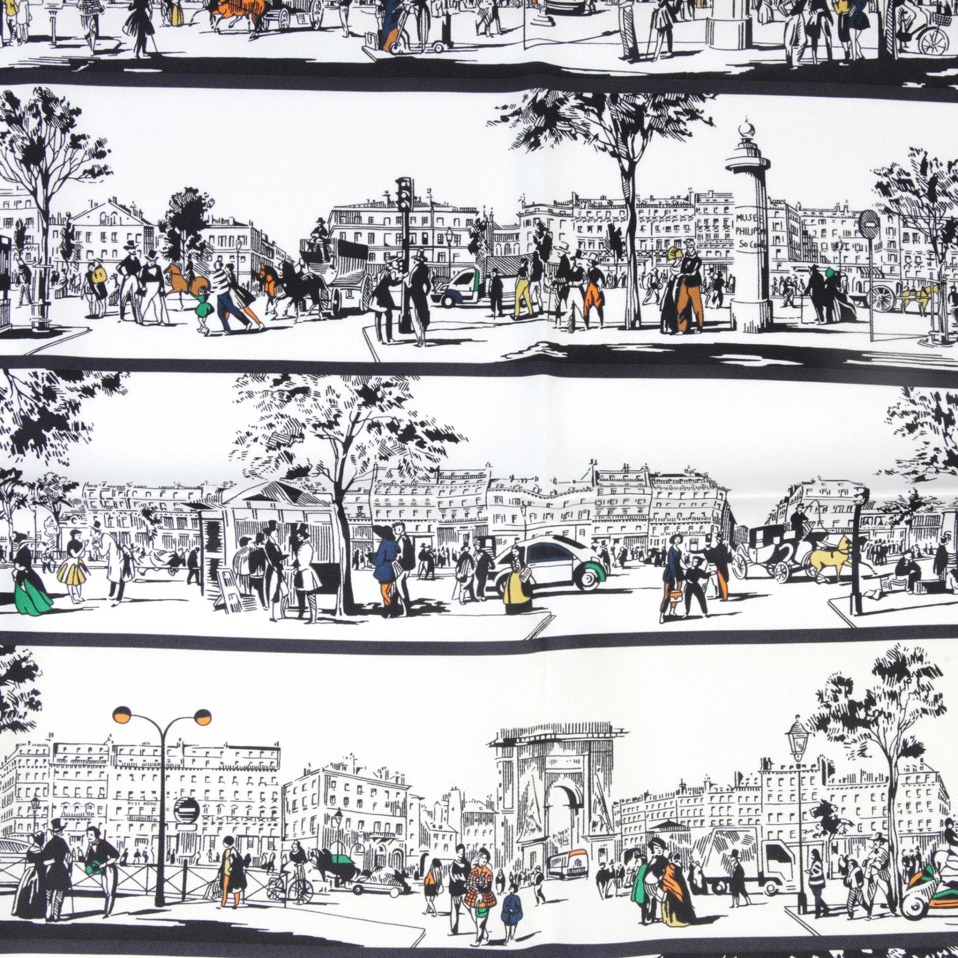 Carre 70 scarf À l'ombre des Boulevards White