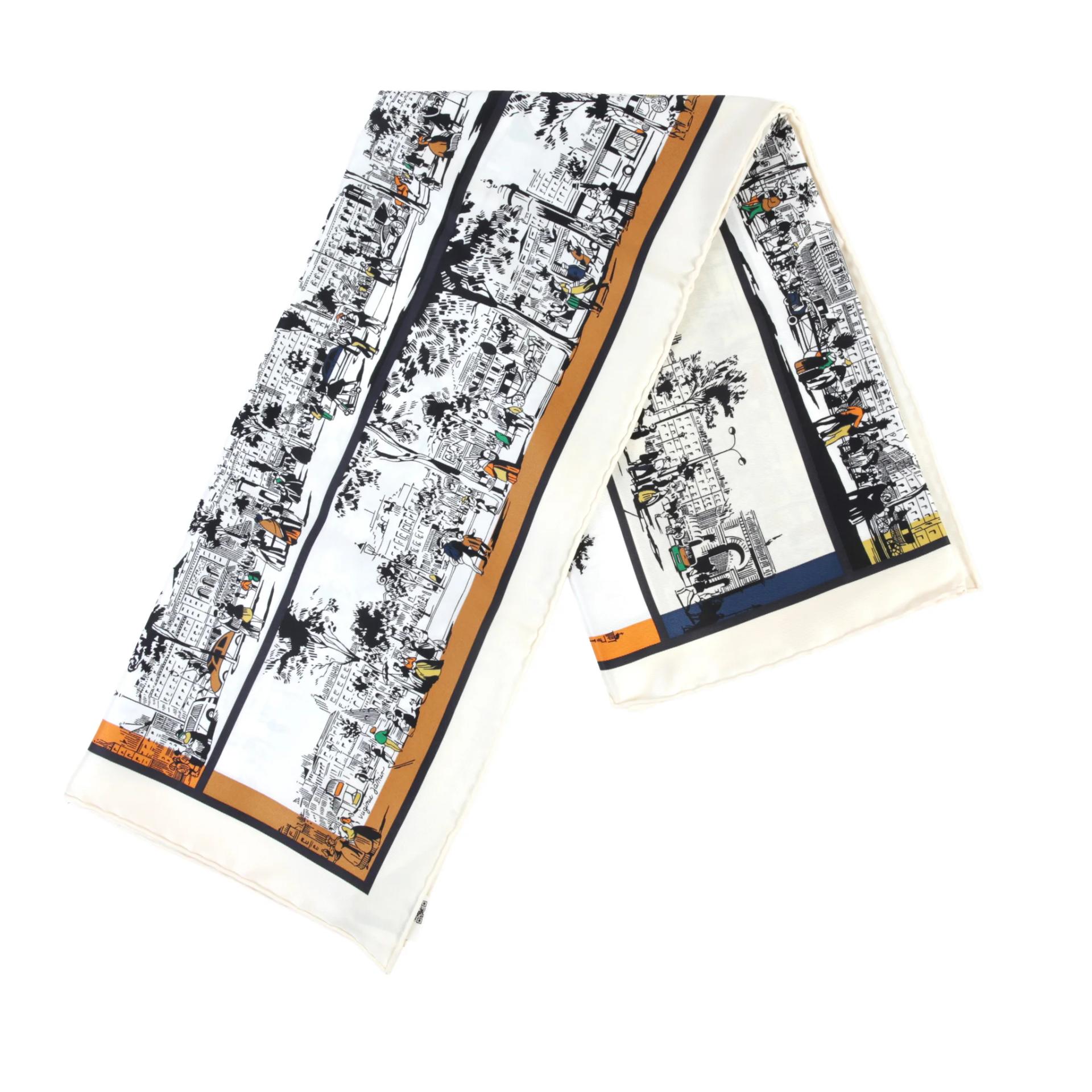 Carre 70 scarf À l'ombre des Boulevards White