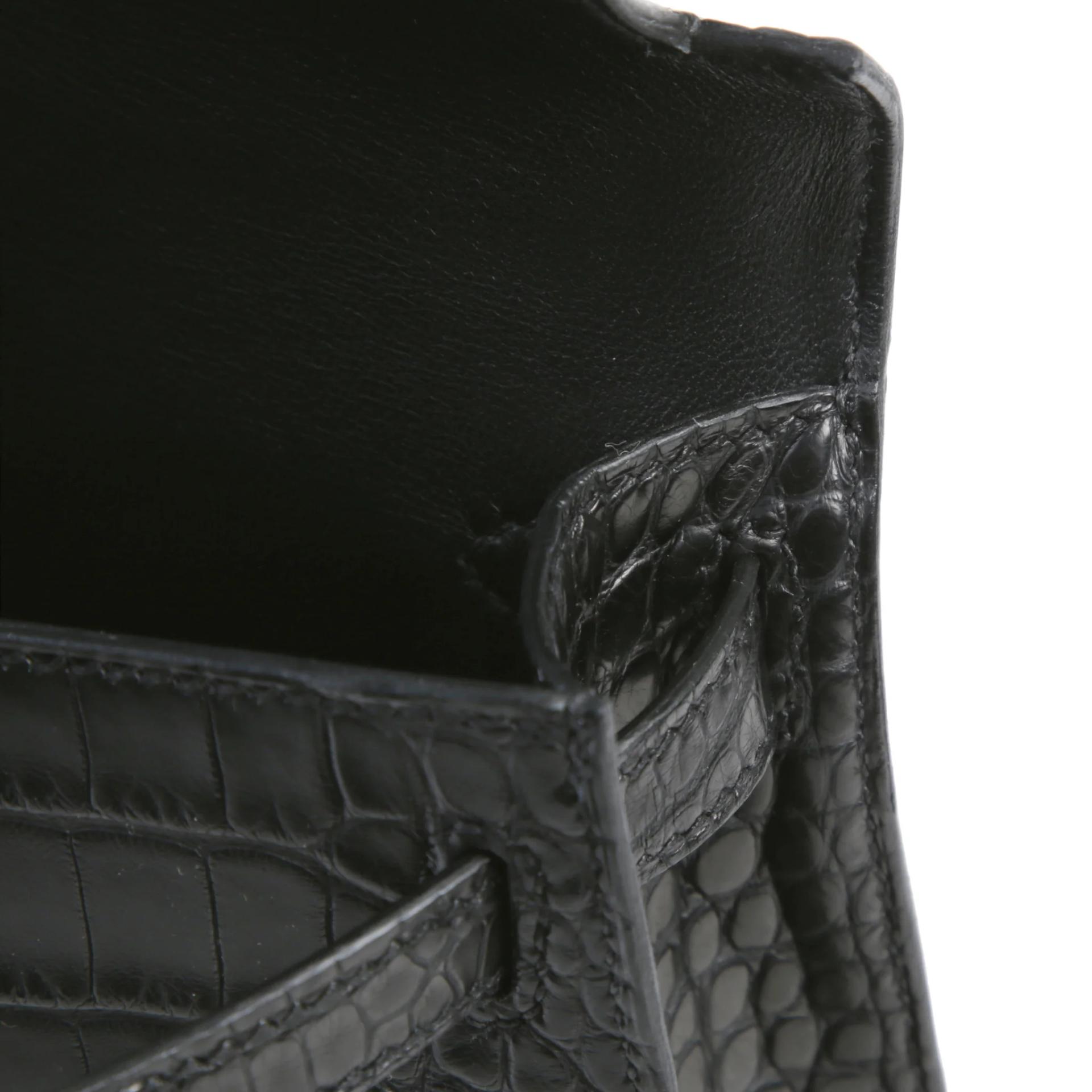 Brand New ( Rank N ) HERMÈS Mini Kelly II Noir (89) Matte Alligator Palladium hardware K (2025) - 11