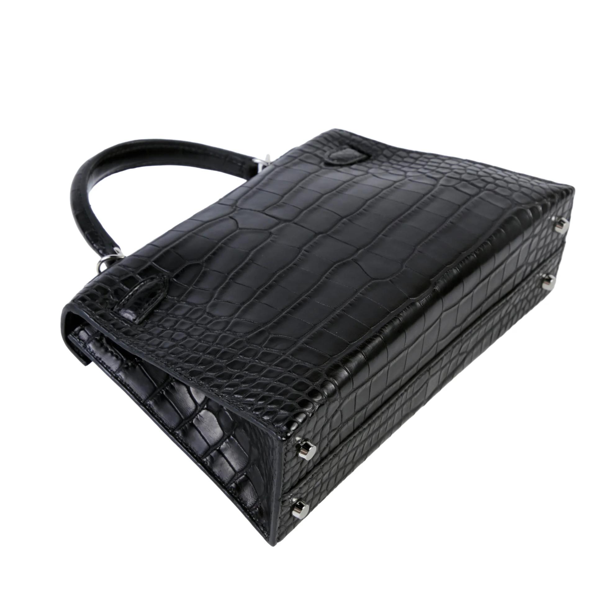 Brand New ( Rank N ) HERMÈS Mini Kelly II Noir (89) Matte Alligator Palladium hardware K (2025) - 6