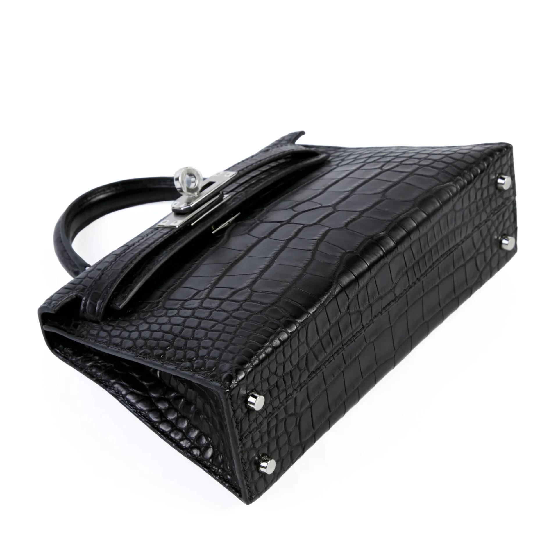 Brand New ( Rank N ) HERMÈS Mini Kelly II Noir (89) Matte Alligator Palladium hardware K (2025) - 4
