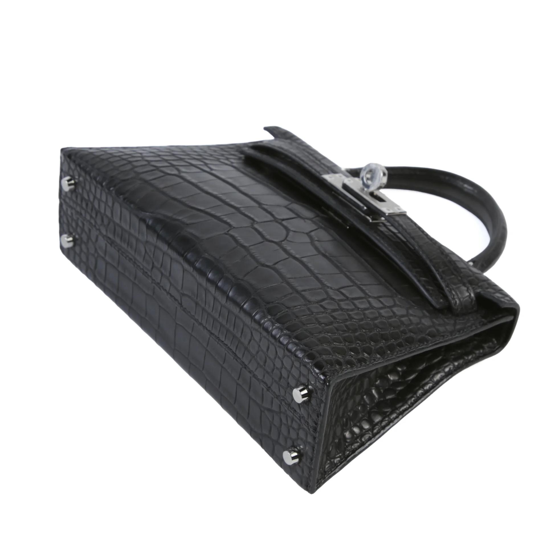 Brand New ( Rank N ) HERMÈS Mini Kelly II Noir (89) Matte Alligator Palladium hardware K (2025) - 5