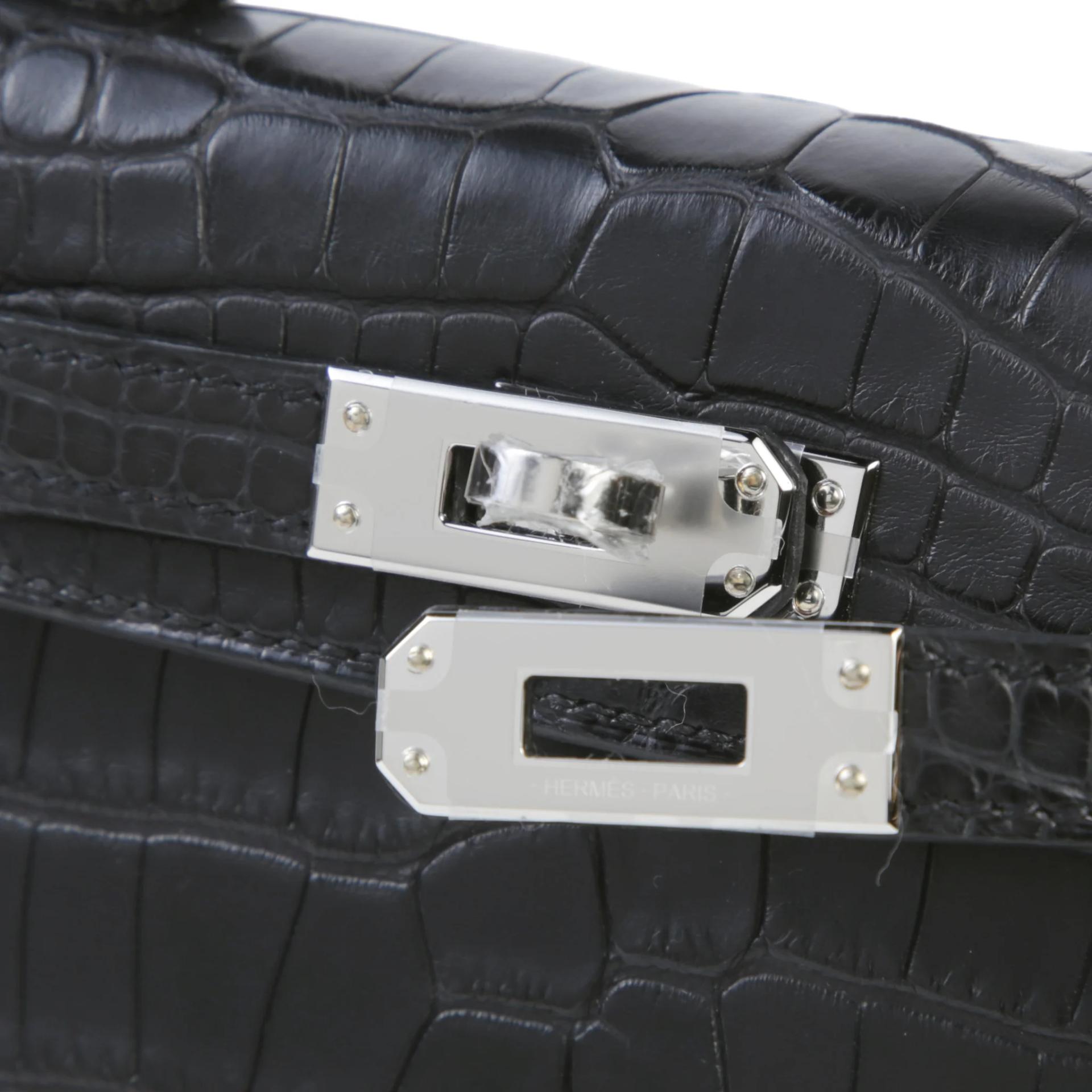Brand New ( Rank N ) HERMÈS Mini Kelly II Noir (89) Matte Alligator Palladium hardware K (2025) - 8
