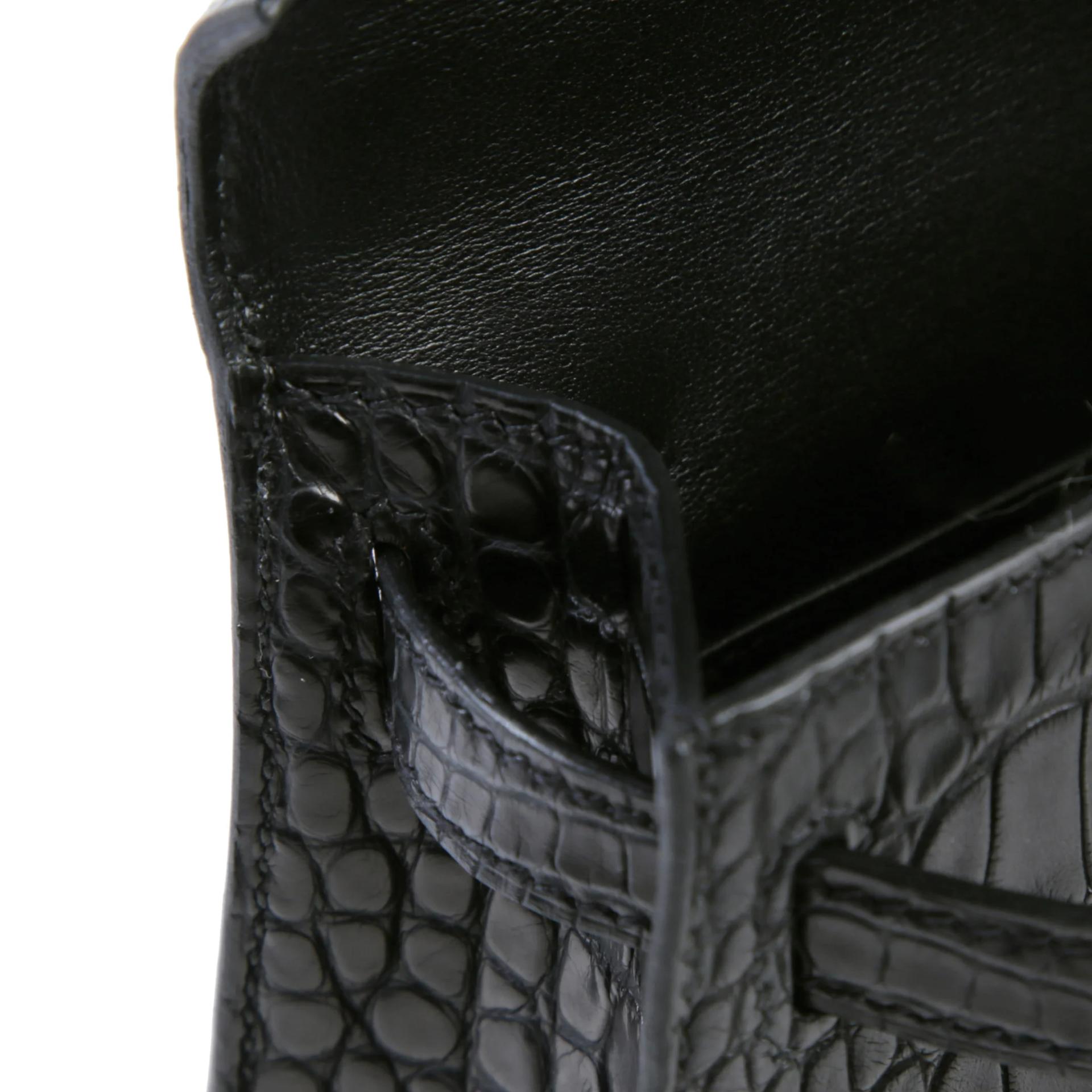 Brand New ( Rank N ) HERMÈS Mini Kelly II Noir (89) Matte Alligator Palladium hardware K (2025) - 12