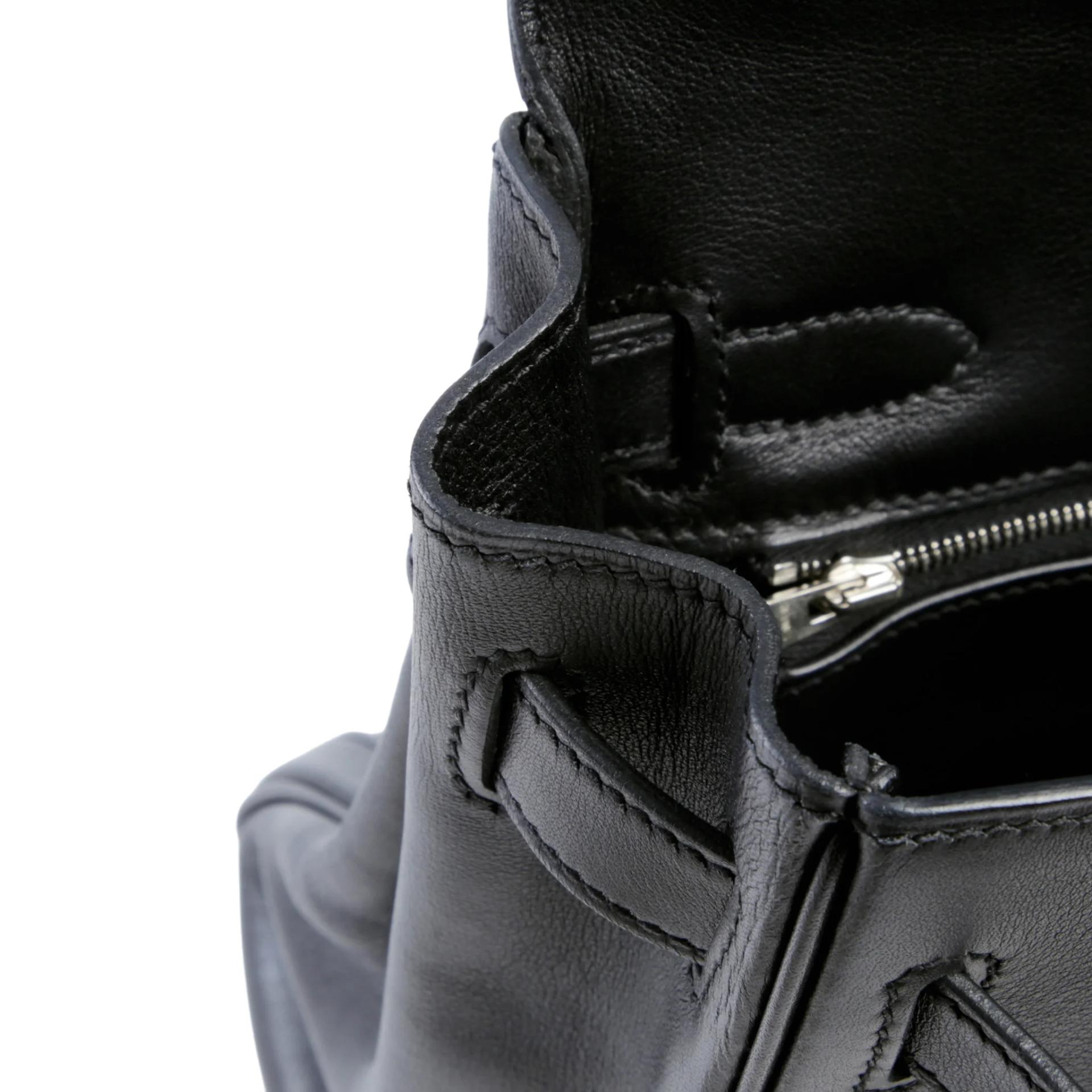 Very Good ( Rank A) HERMÈS Kelly Lakis 32 Noir (89) Swift Palladium hardware Square P (2012) - 13