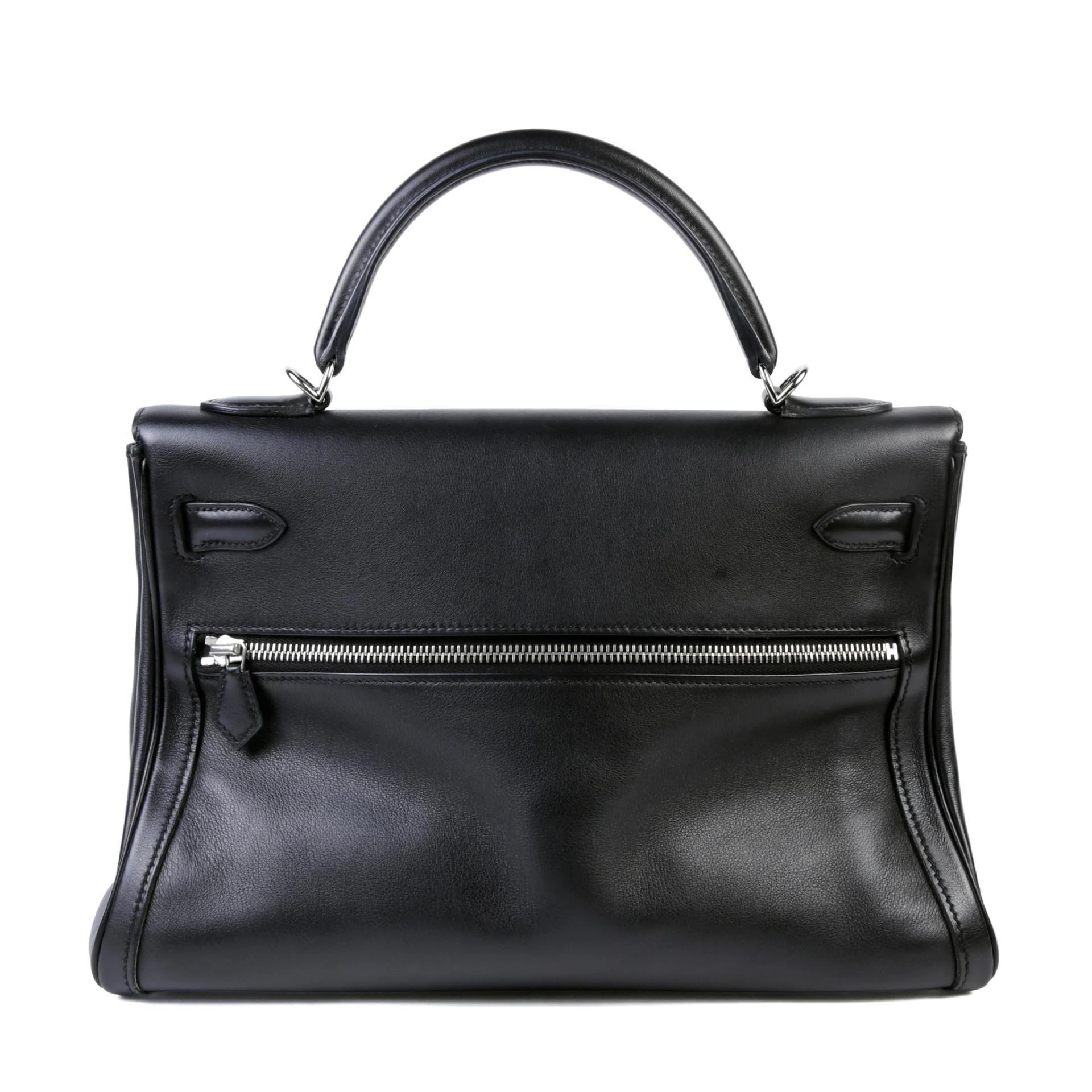 Very Good ( Rank A) HERMÈS Kelly Lakis 32 Noir (89) Swift Palladium hardware Square P (2012) - 2