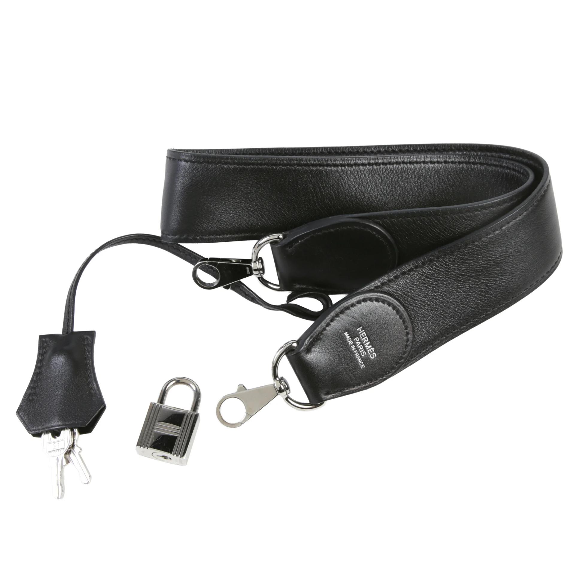Very Good ( Rank A) HERMÈS Kelly Lakis 32 Noir (89) Swift Palladium hardware Square P (2012) - 14