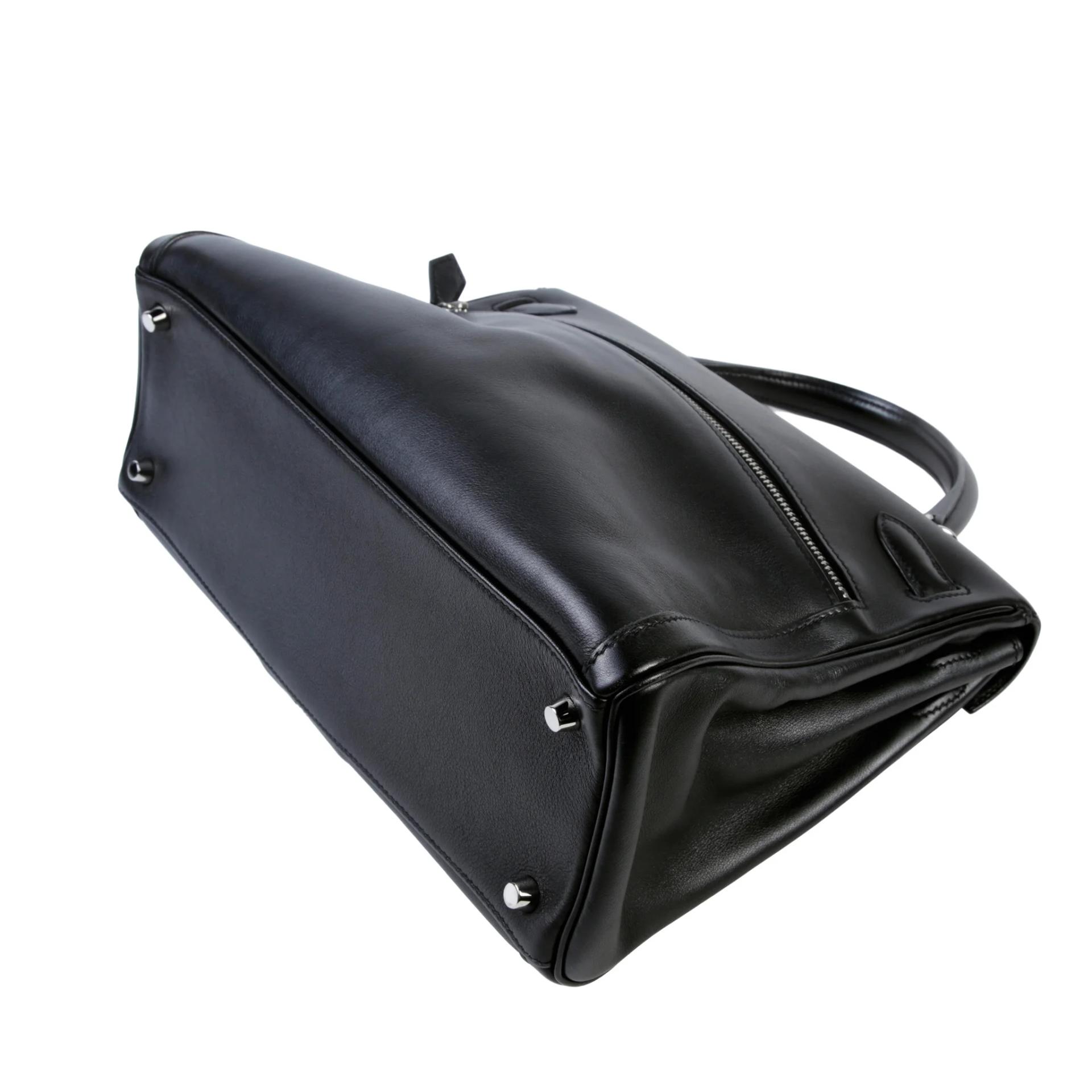 Very Good ( Rank A) HERMÈS Kelly Lakis 32 Noir (89) Swift Palladium hardware Square P (2012) - 7